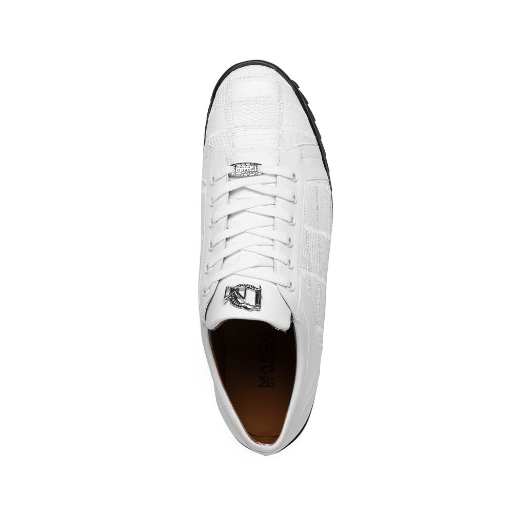 Bari White genuine lizard skin sneakers shoes men's Milano