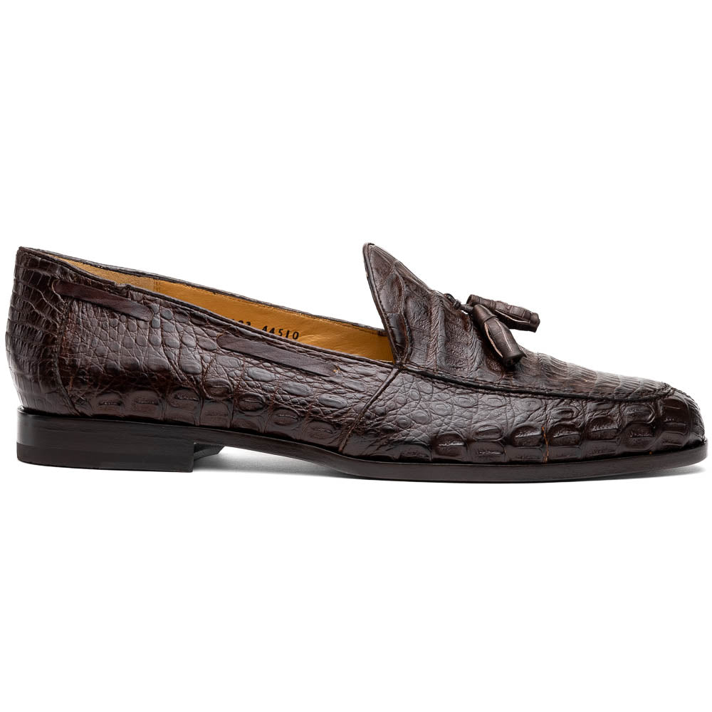 Bianchi Brown genuine Caiman crocodile loafers dress shoes men's