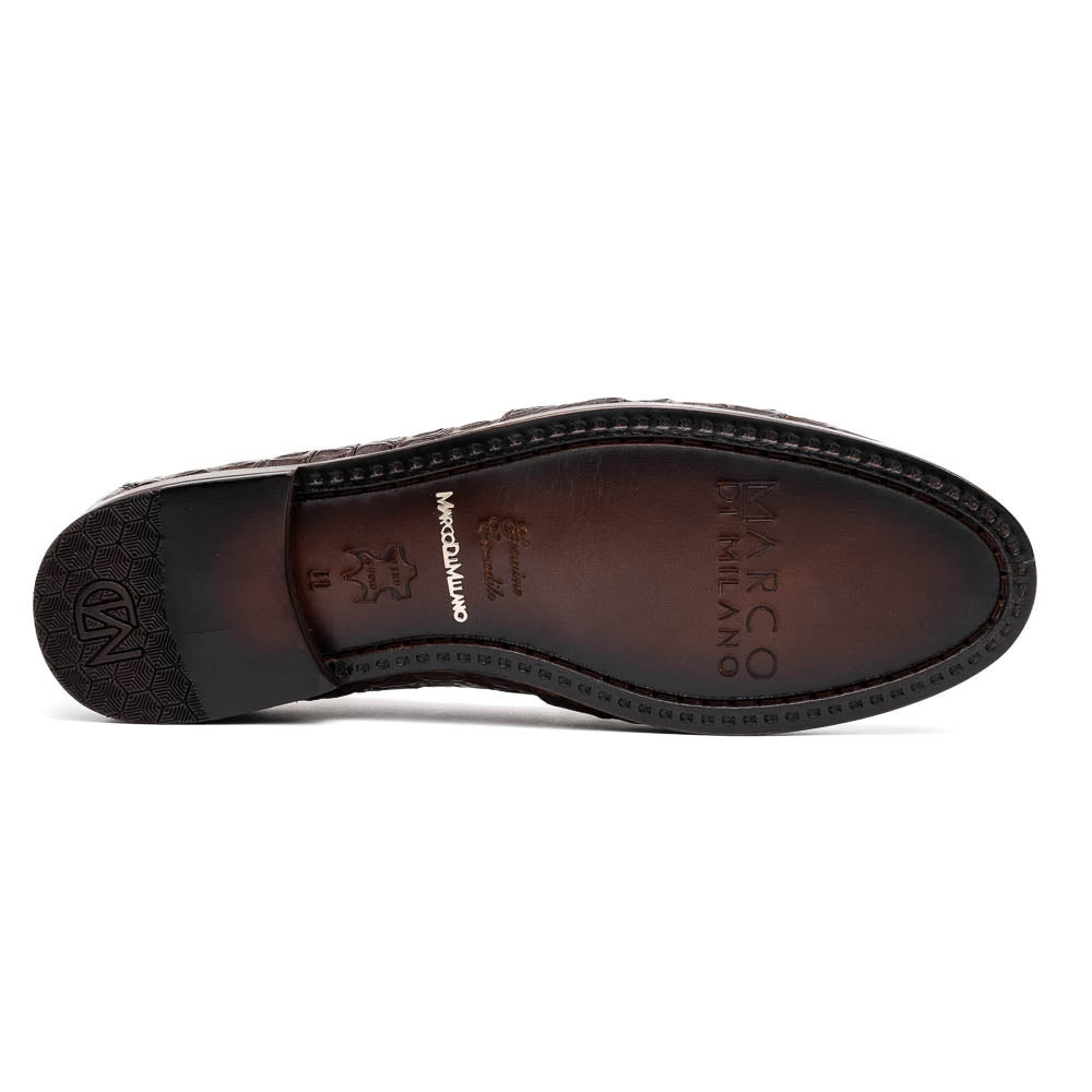 Bianchi Brown genuine Caiman crocodile loafers dress shoes men's