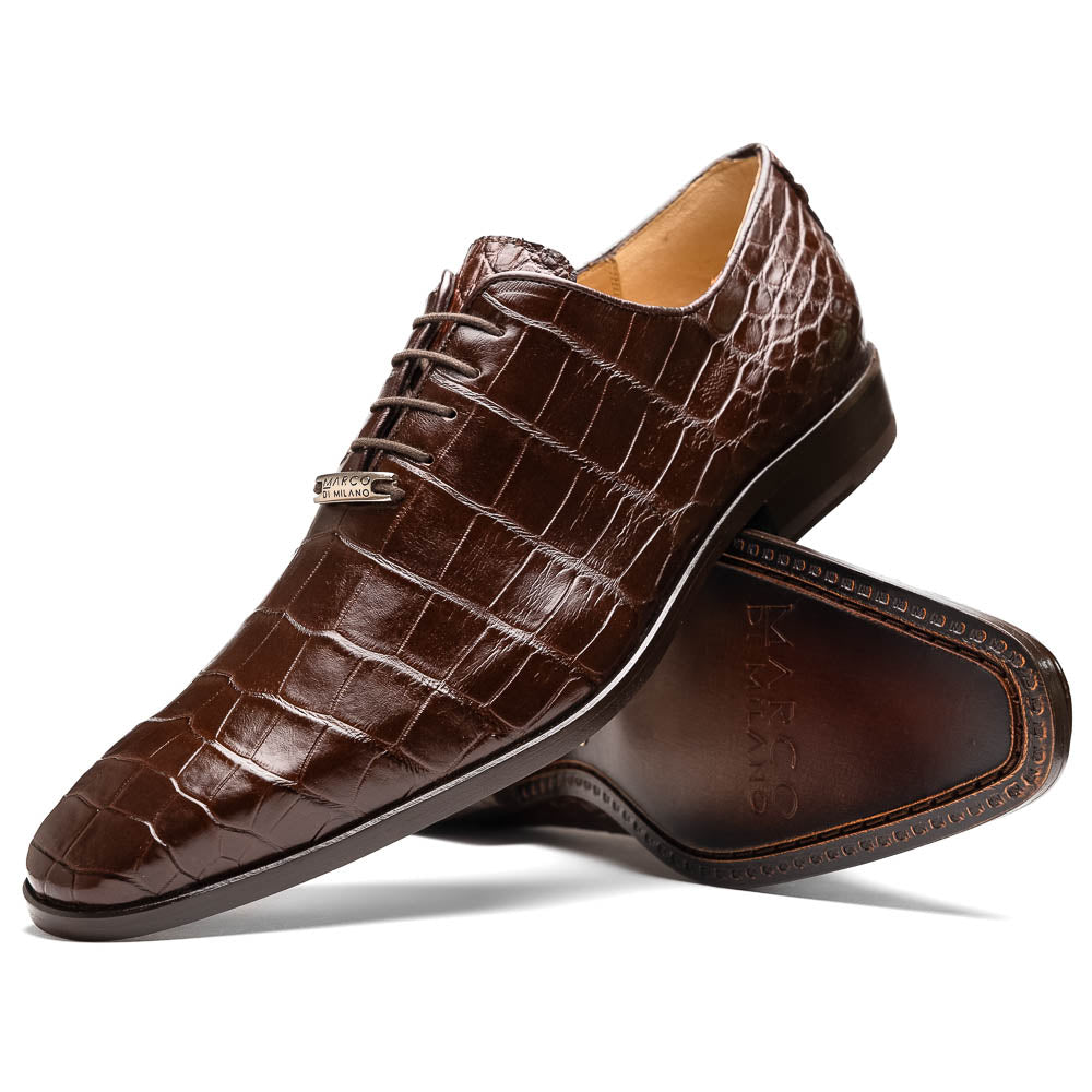 Bono Brown Genuine alligator oxfords dress shoes men's Milano casual