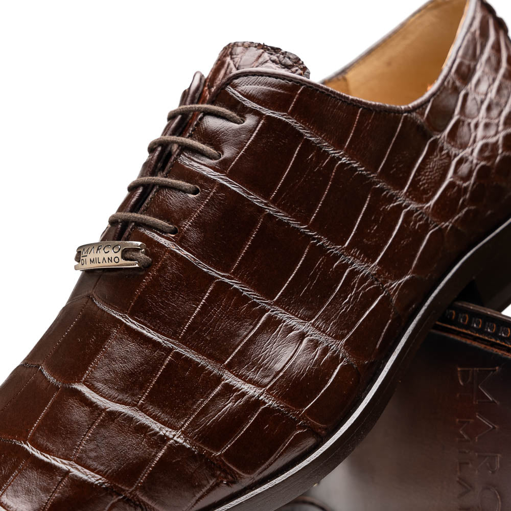 Bono Brown Genuine alligator oxfords dress shoes men's Milano casual