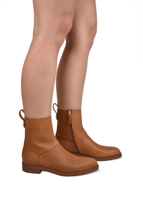 Loro Piana ladies camel Kilda Boots waxed leather