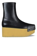 Moncler Ladies Zulima Ankle Boots black leather square toe studded platform