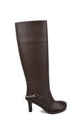 Stella Mccartney ladies Ryder Boots dark brown heels tall with silver chain