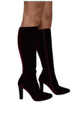 Yves Saint Laurent YSL ladies Lily Boots burgundy velvet heels