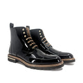 Bossy unisex Captoe Boots II men's ladies military style patent leather Shebley