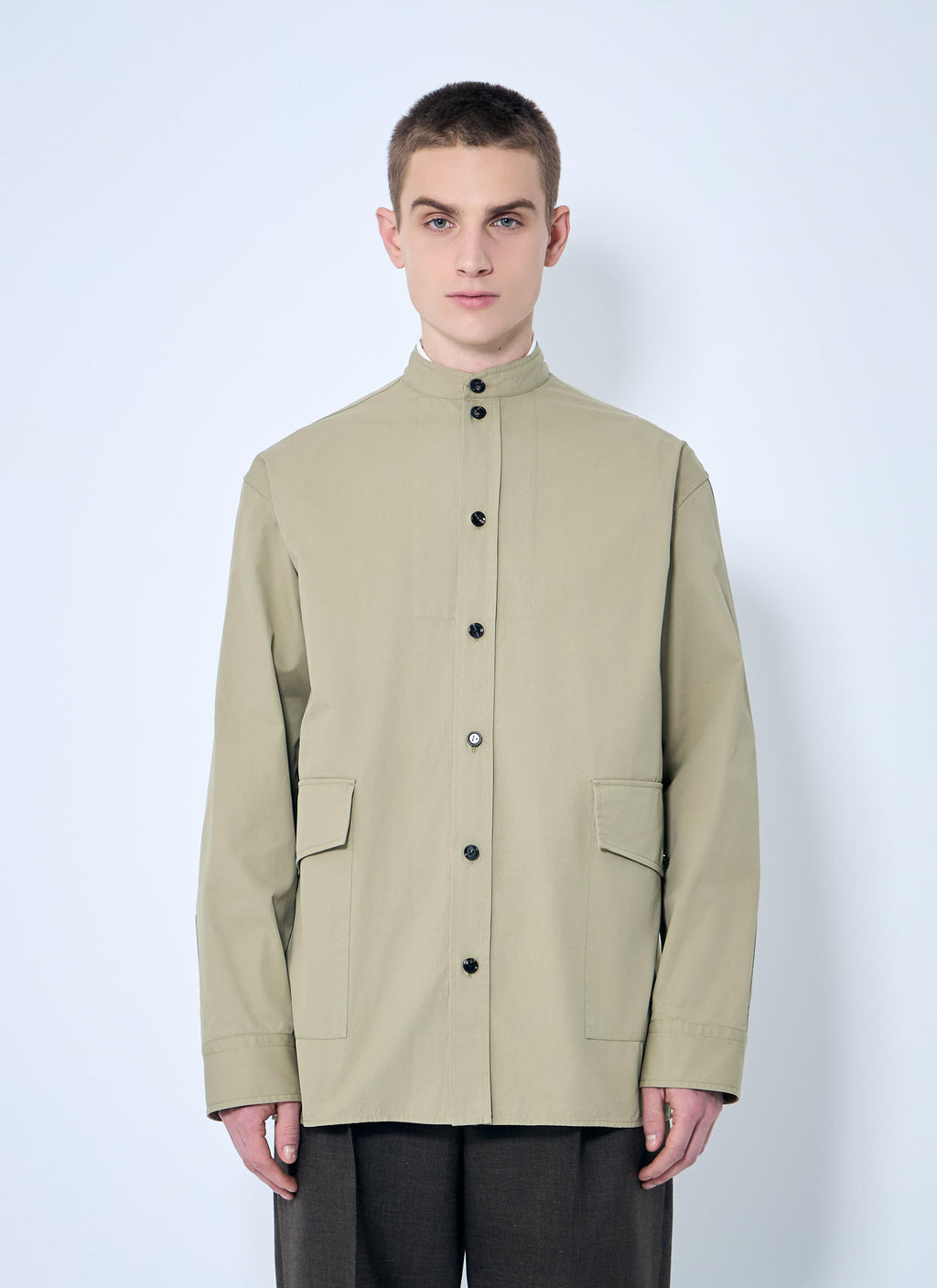 Bottega Veneta Men's Light-Cotton Twill Overshirt tan cream jacket