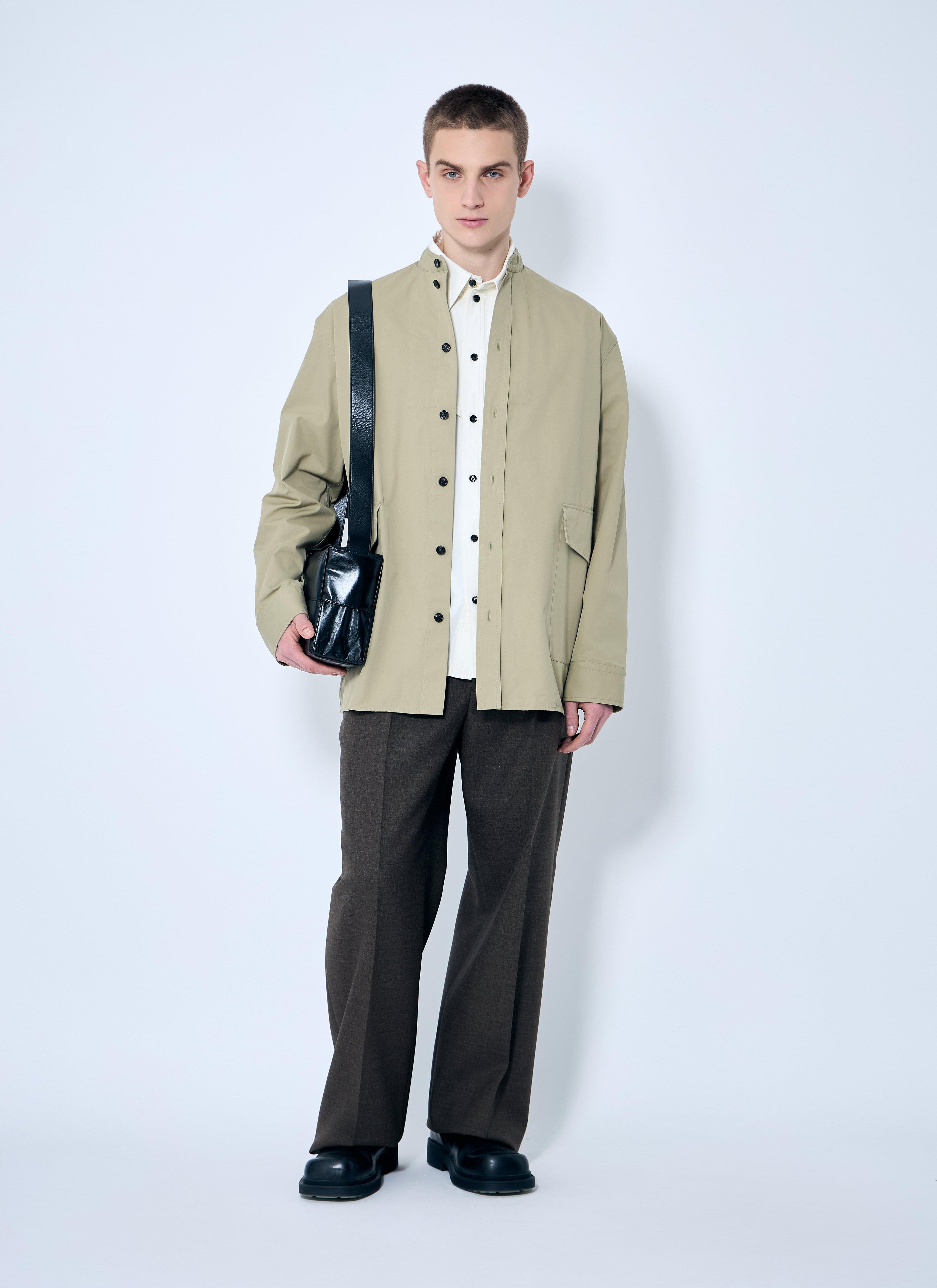 Bottega Veneta Men's Light-Cotton Twill Overshirt tan cream jacket