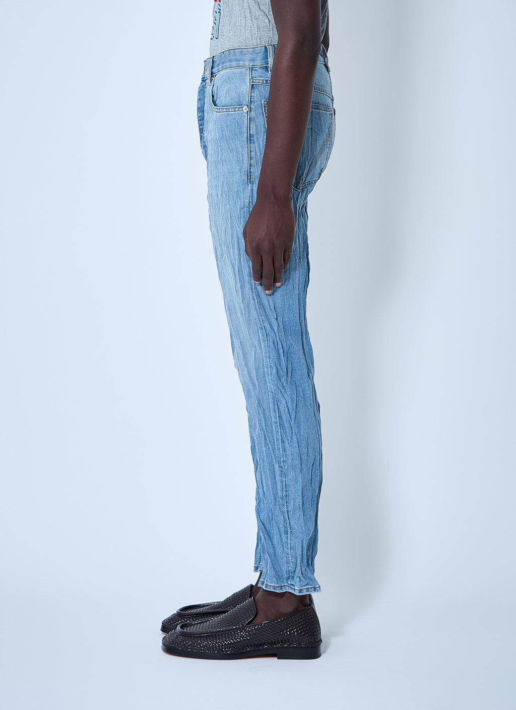 Bottega Veneta Men's Crushed blue Jeans denim pants