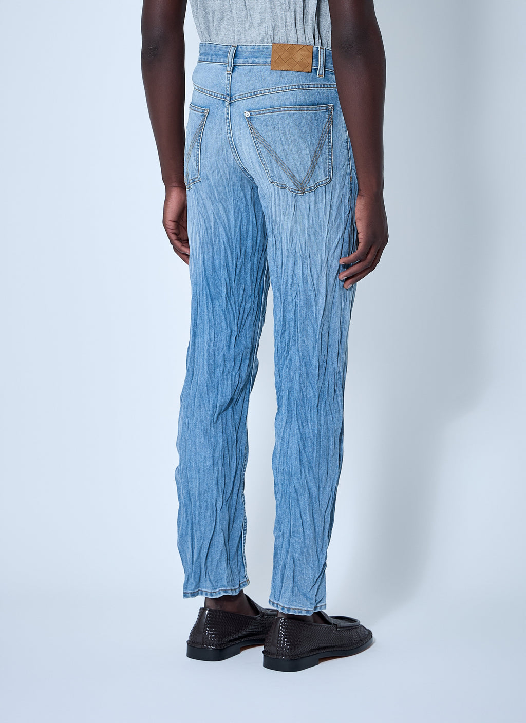 Bottega Veneta Men's Crushed blue Jeans denim pants