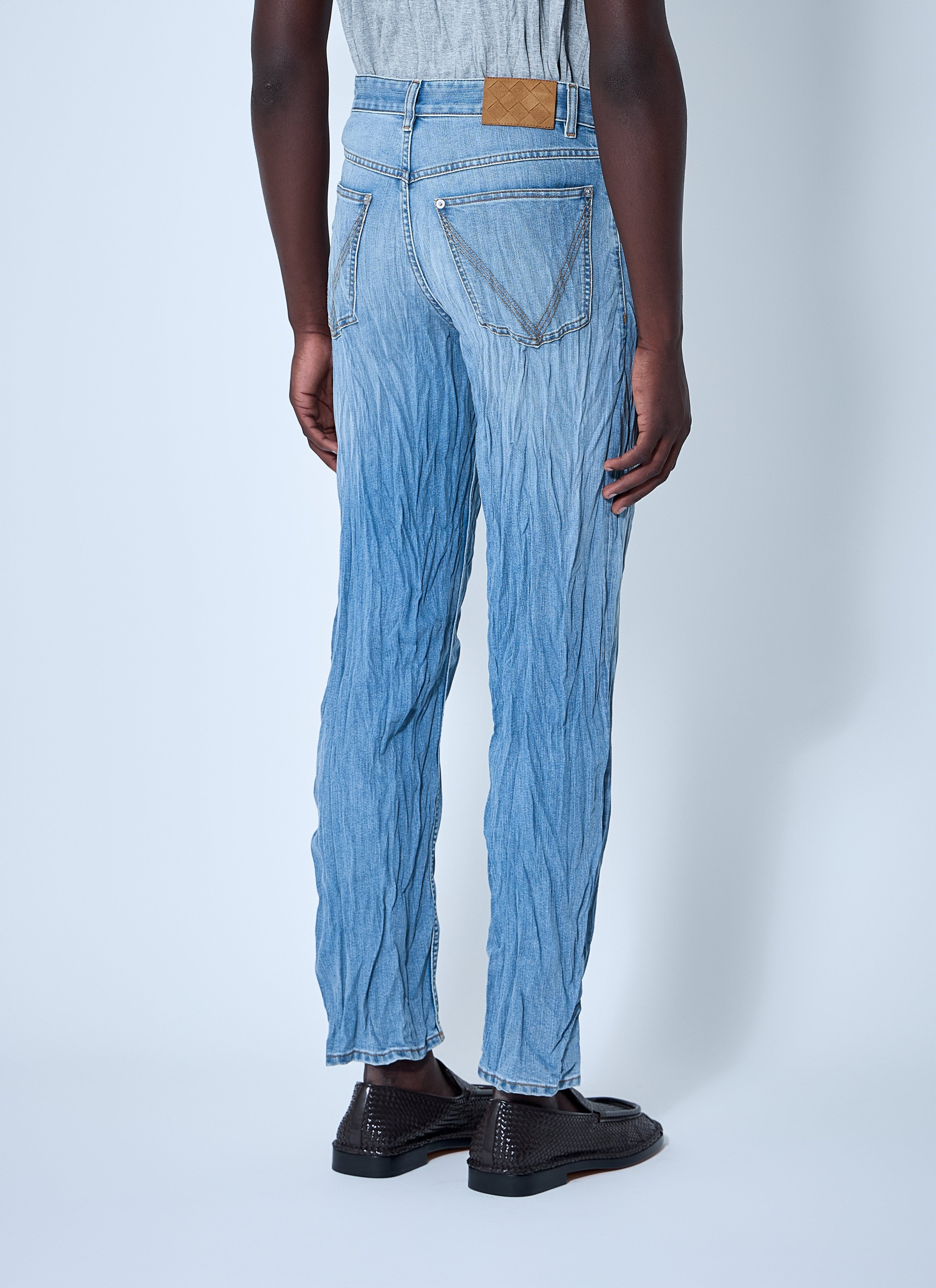 Bottega Veneta Men's Crushed blue Jeans denim pants