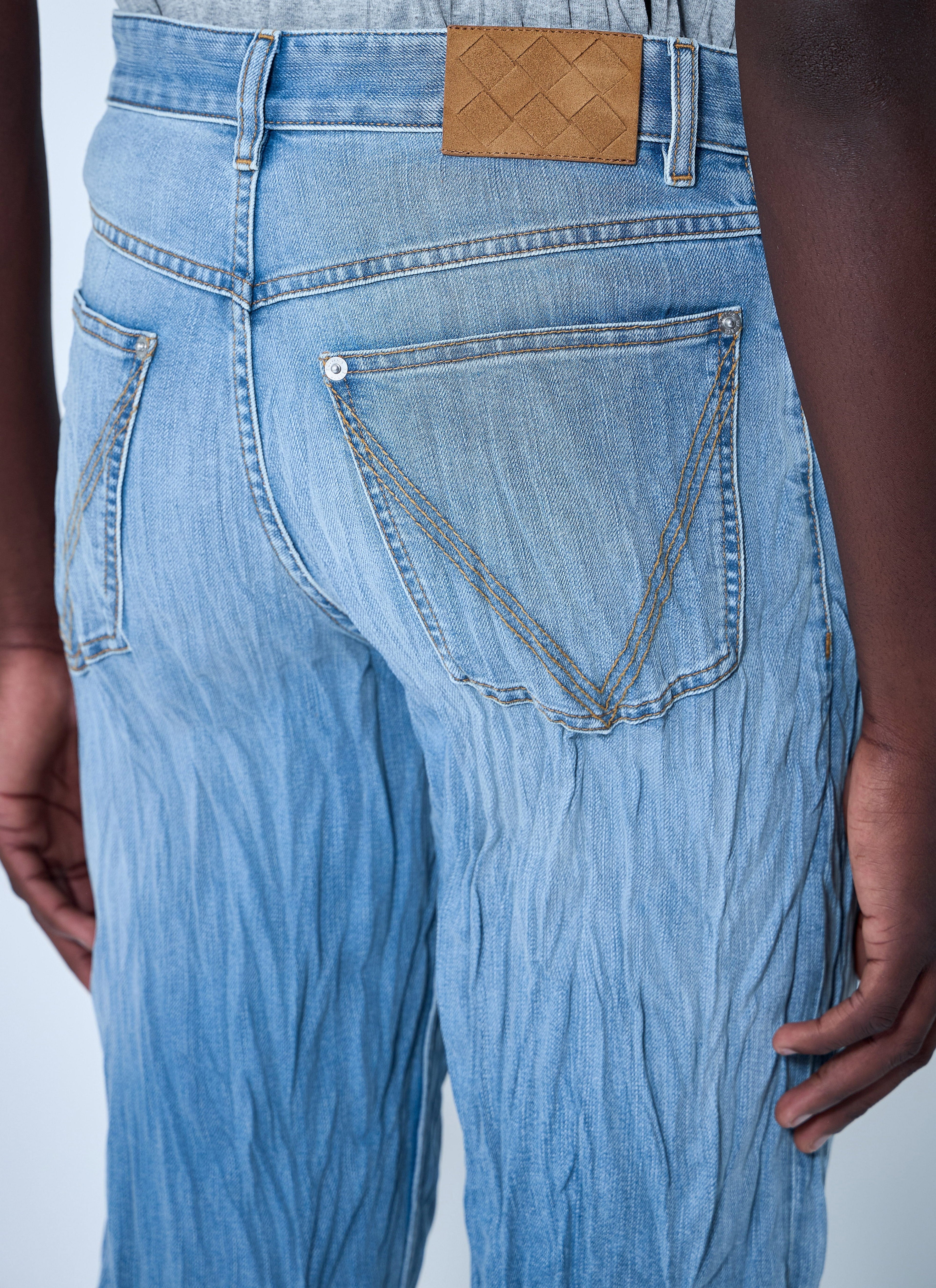 Bottega Veneta Men's Crushed blue Jeans denim pants