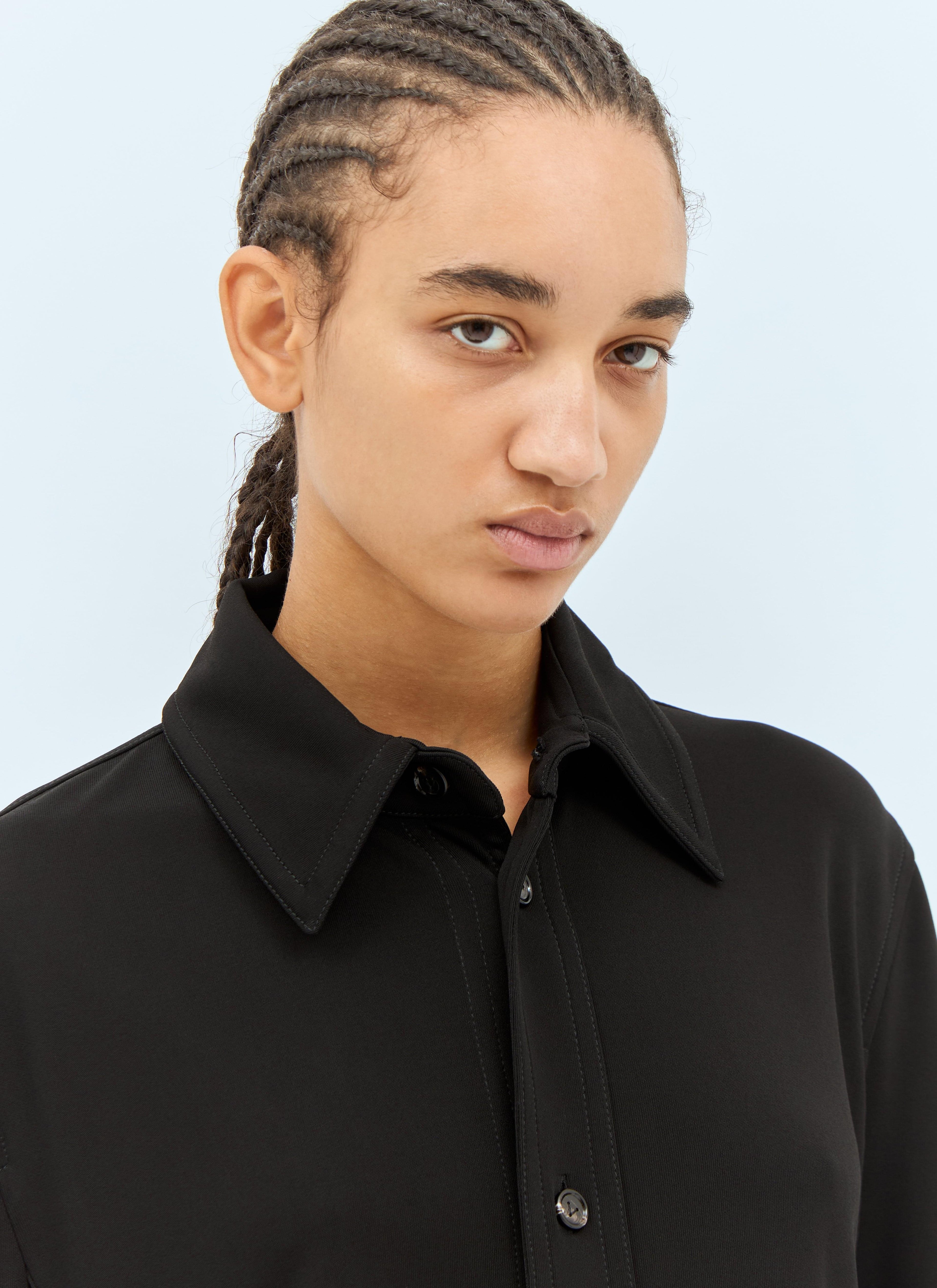 Bottega Veneta ladies Fluid Long-Sleeve Shirt blouse black w/ contrast tan cuffs