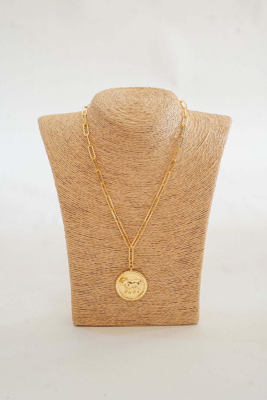 Bulldog 3D Disc Coin Necklace - 18k Gold Plated Georgia UGA Dawg