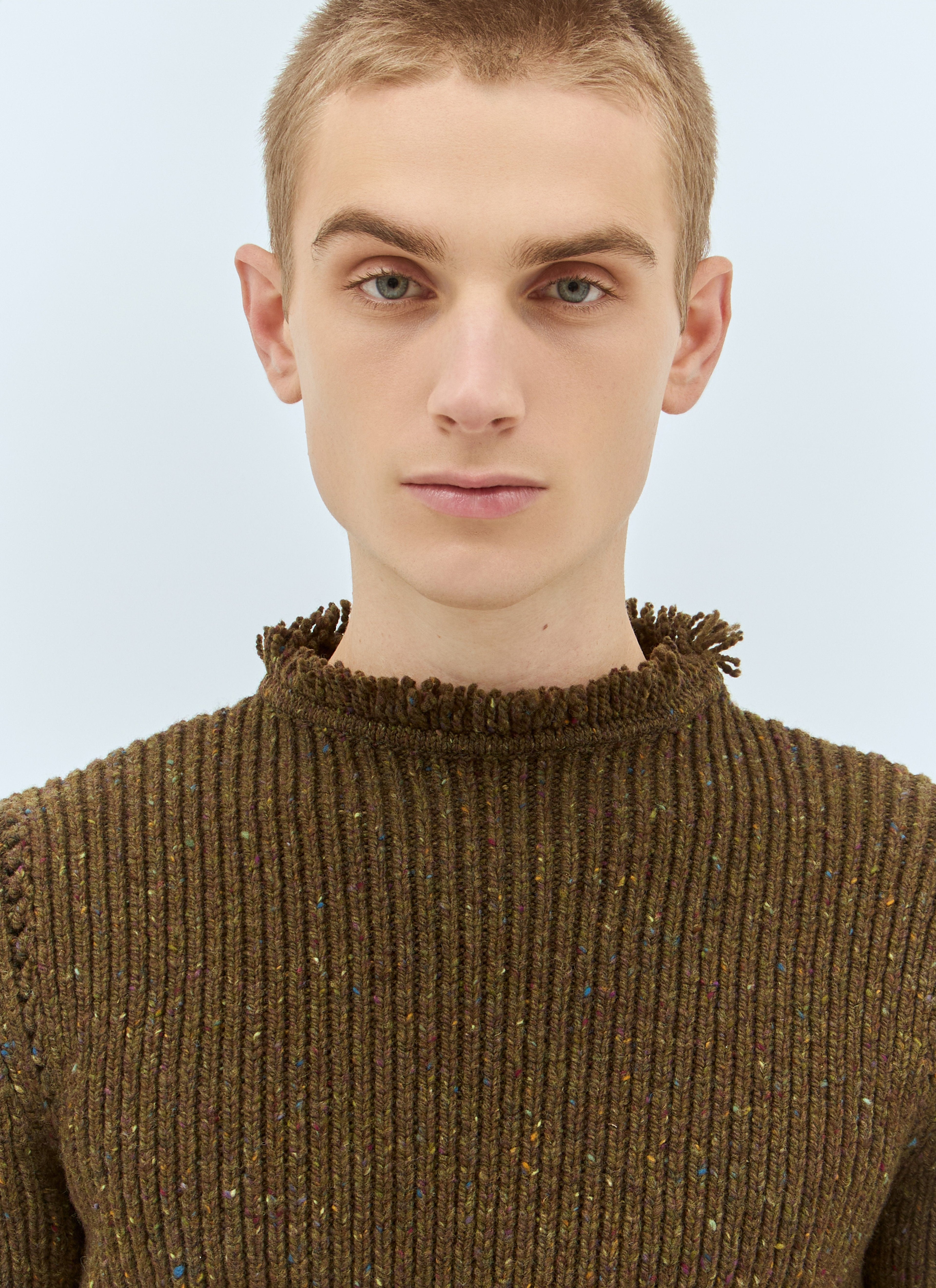 Burberry Men's Fringed Wool Sweater Brown