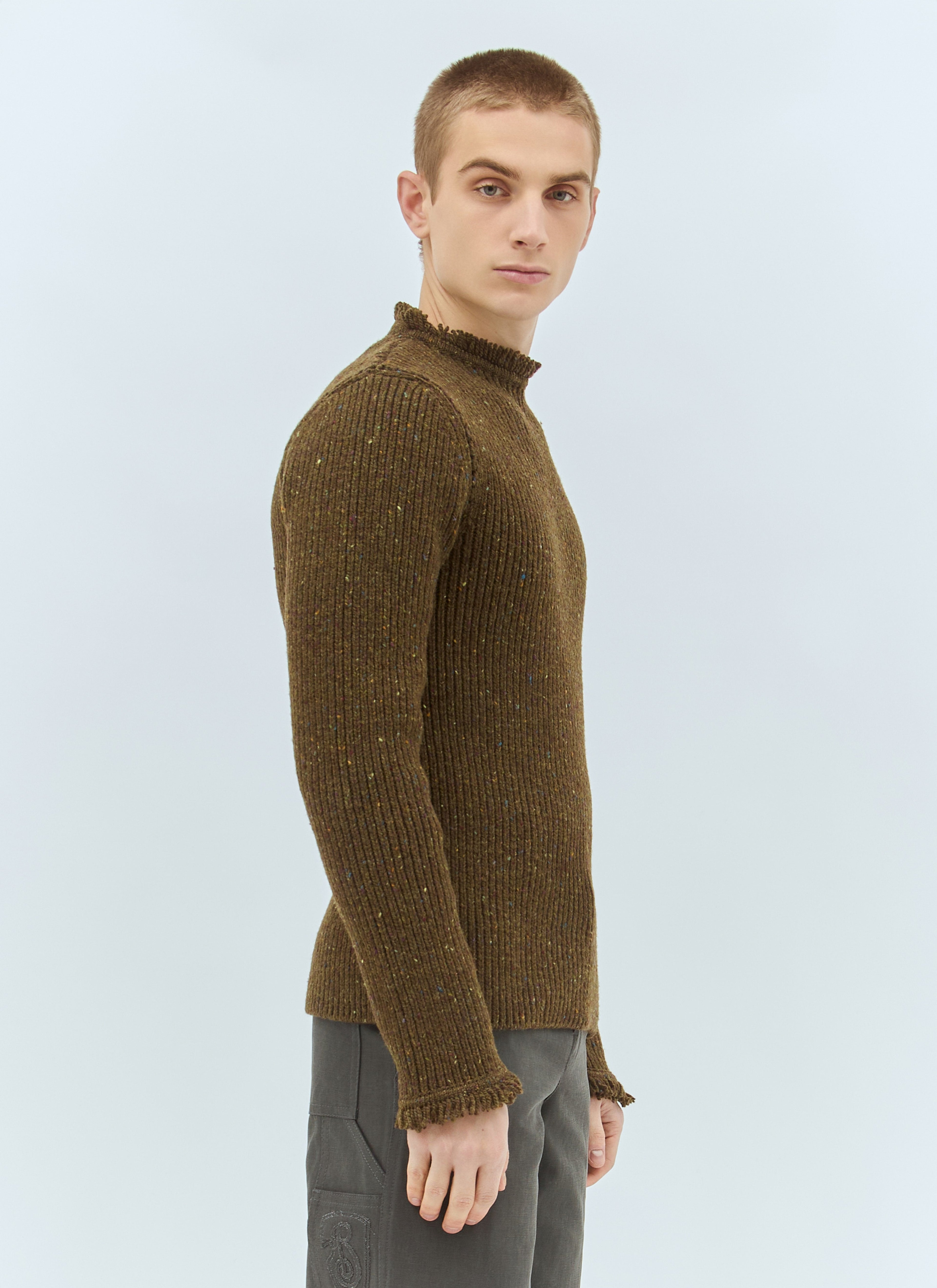 Burberry Men's Fringed Wool Sweater Brown