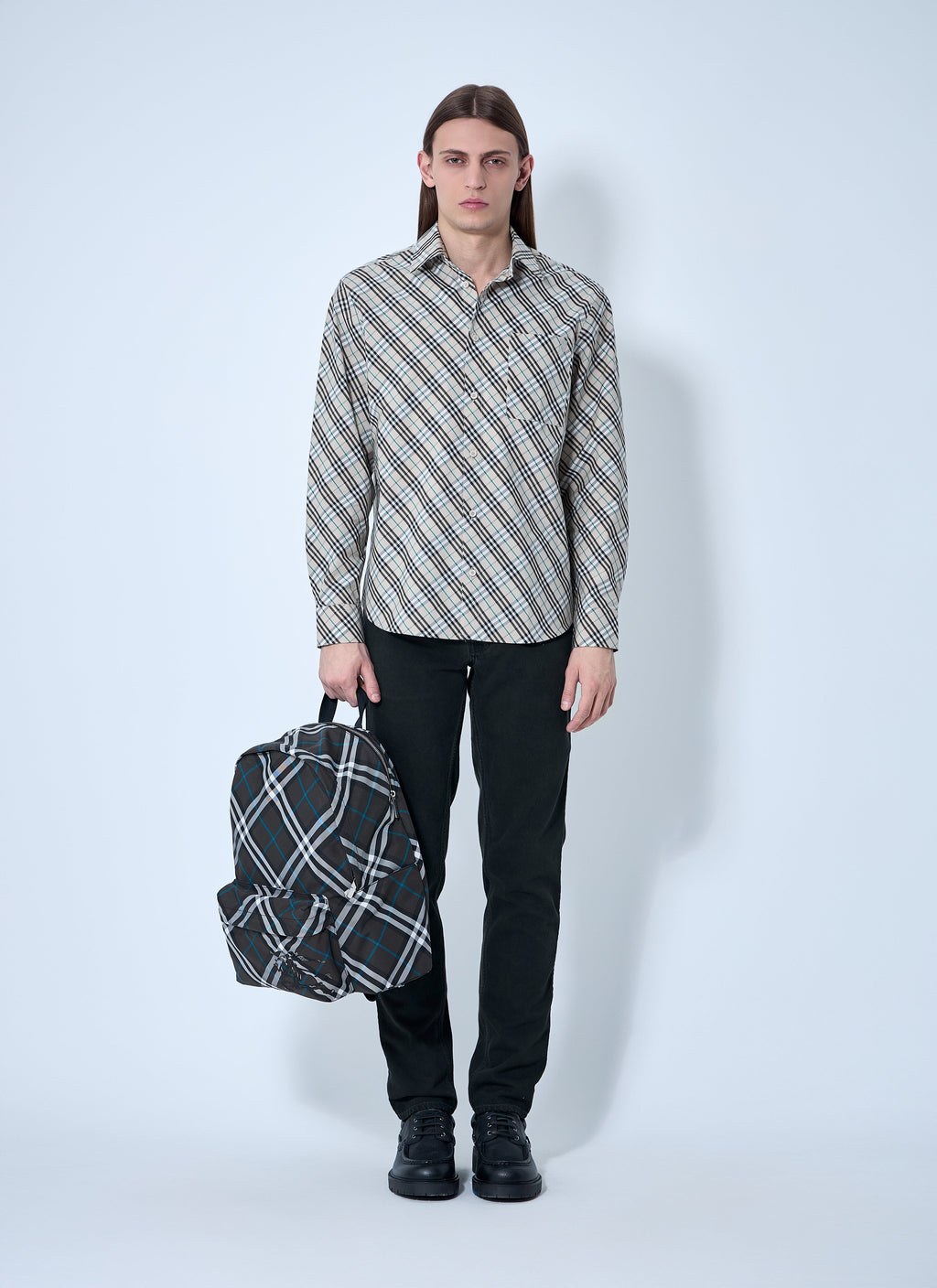 Burberry Men's Checked Shirt button up front plaid