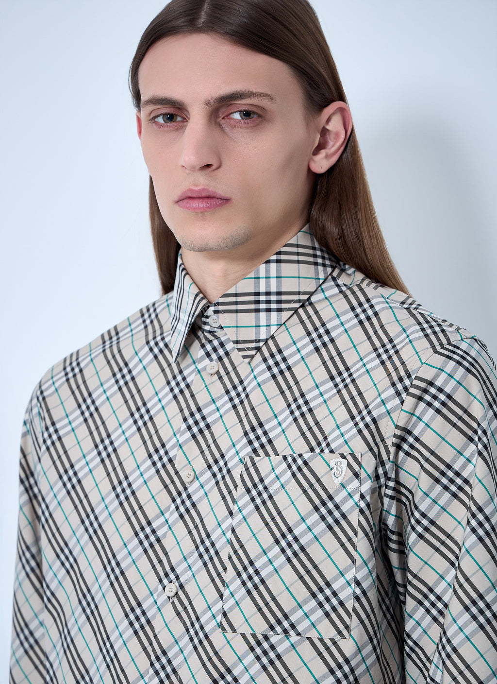 Burberry Men's Checked Shirt button up front plaid