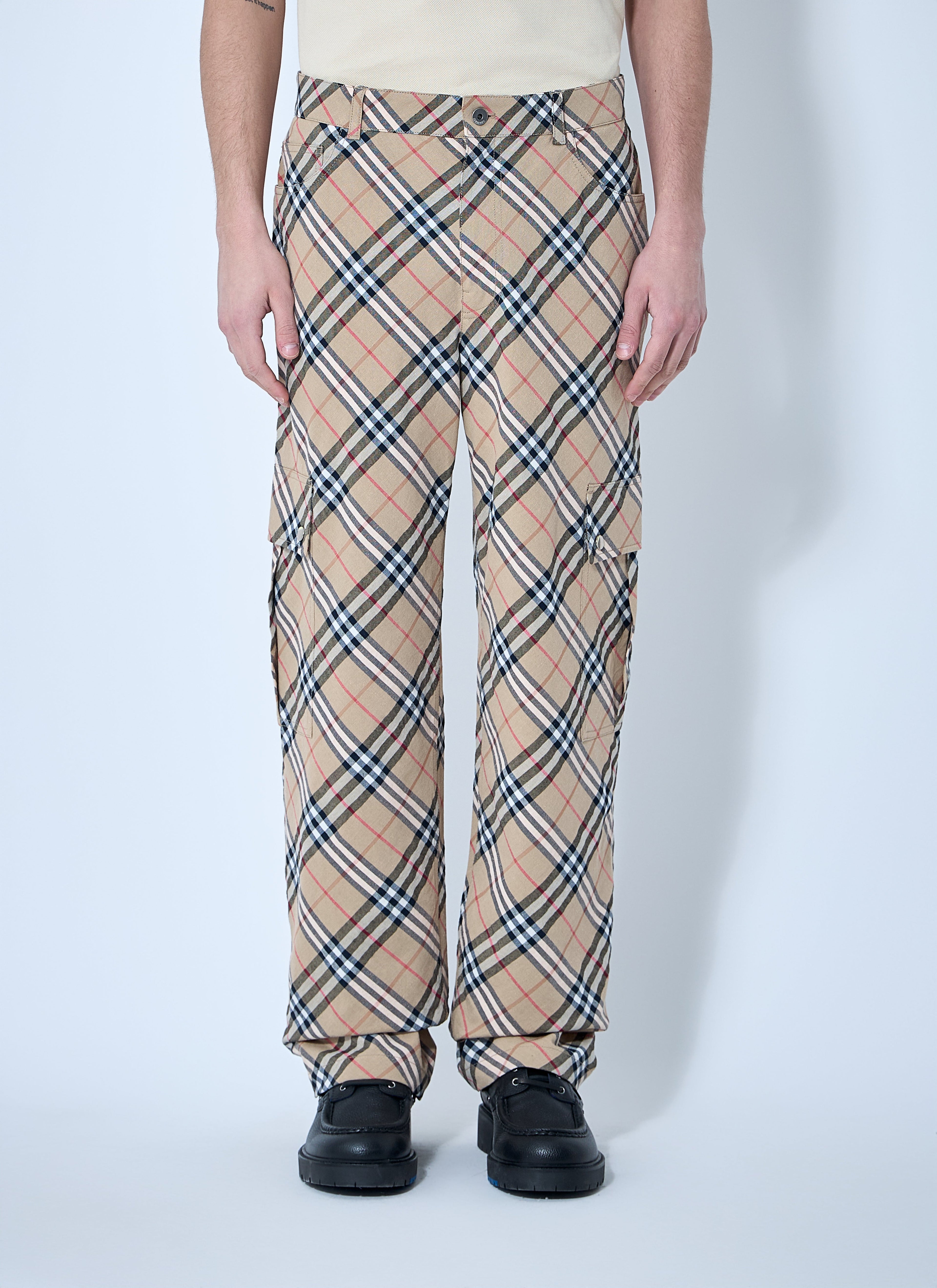 Burberry Men's Check Linen-Blend Pants slacks trousers plaid