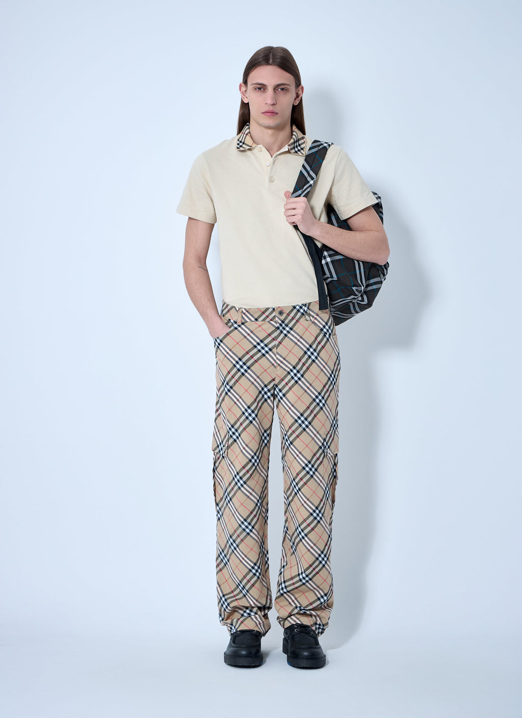 Burberry Men's Check Linen-Blend Pants slacks trousers plaid