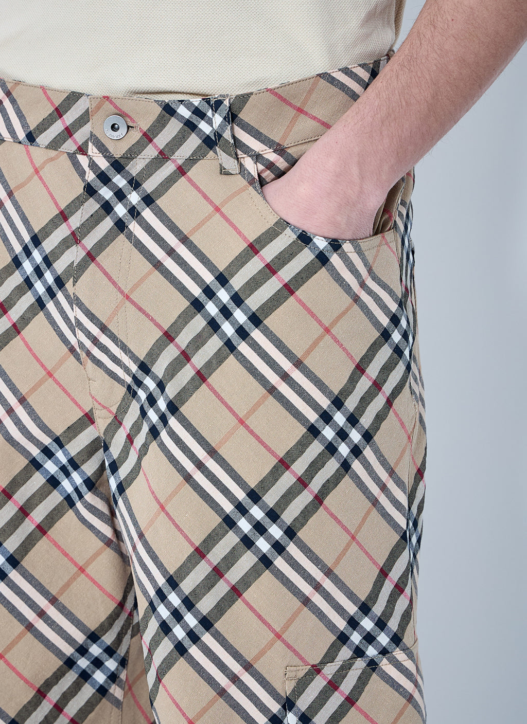 Burberry Men's Check Linen-Blend Pants slacks trousers plaid