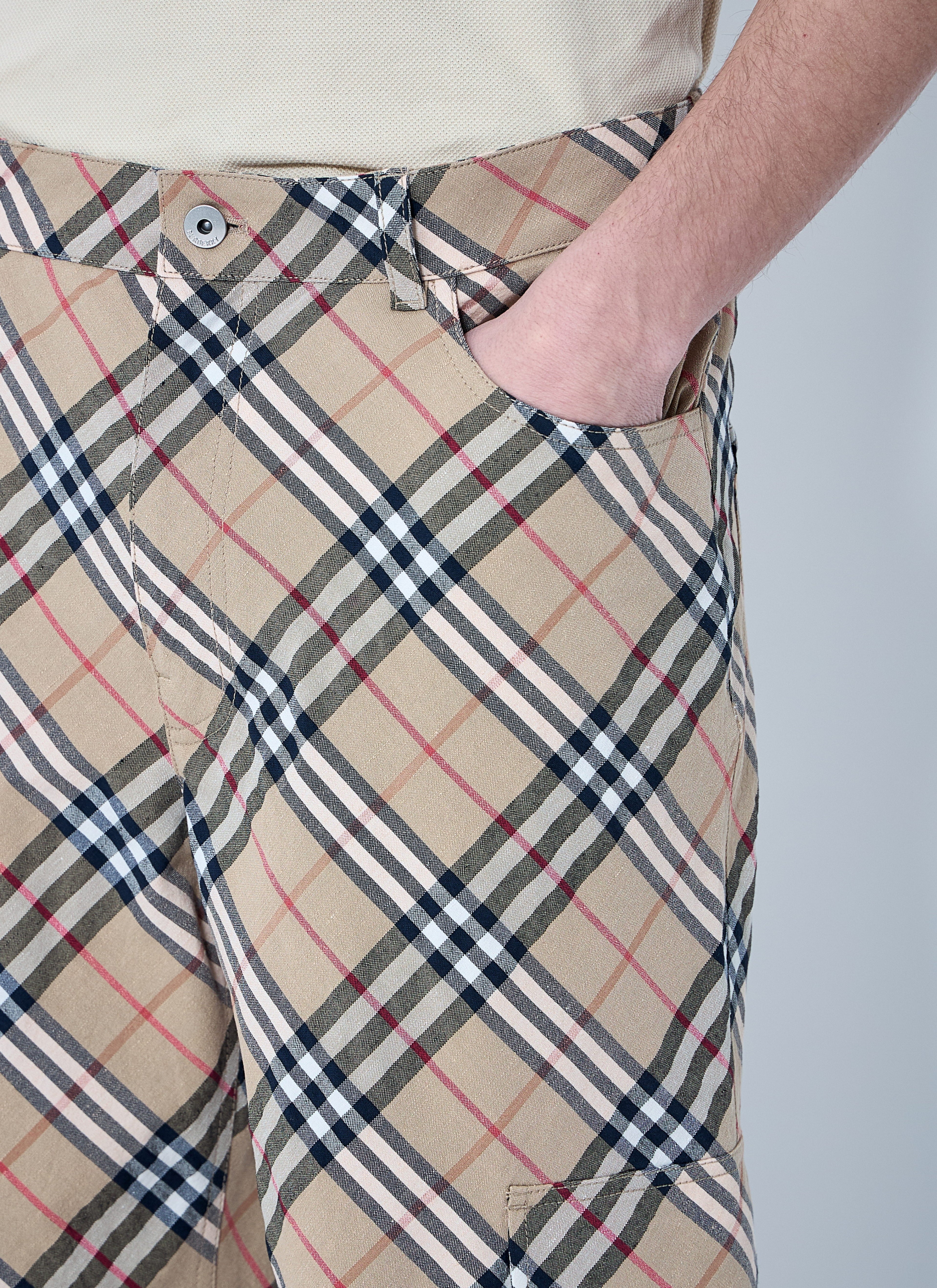 Burberry Men's Check Linen-Blend Pants slacks trousers plaid