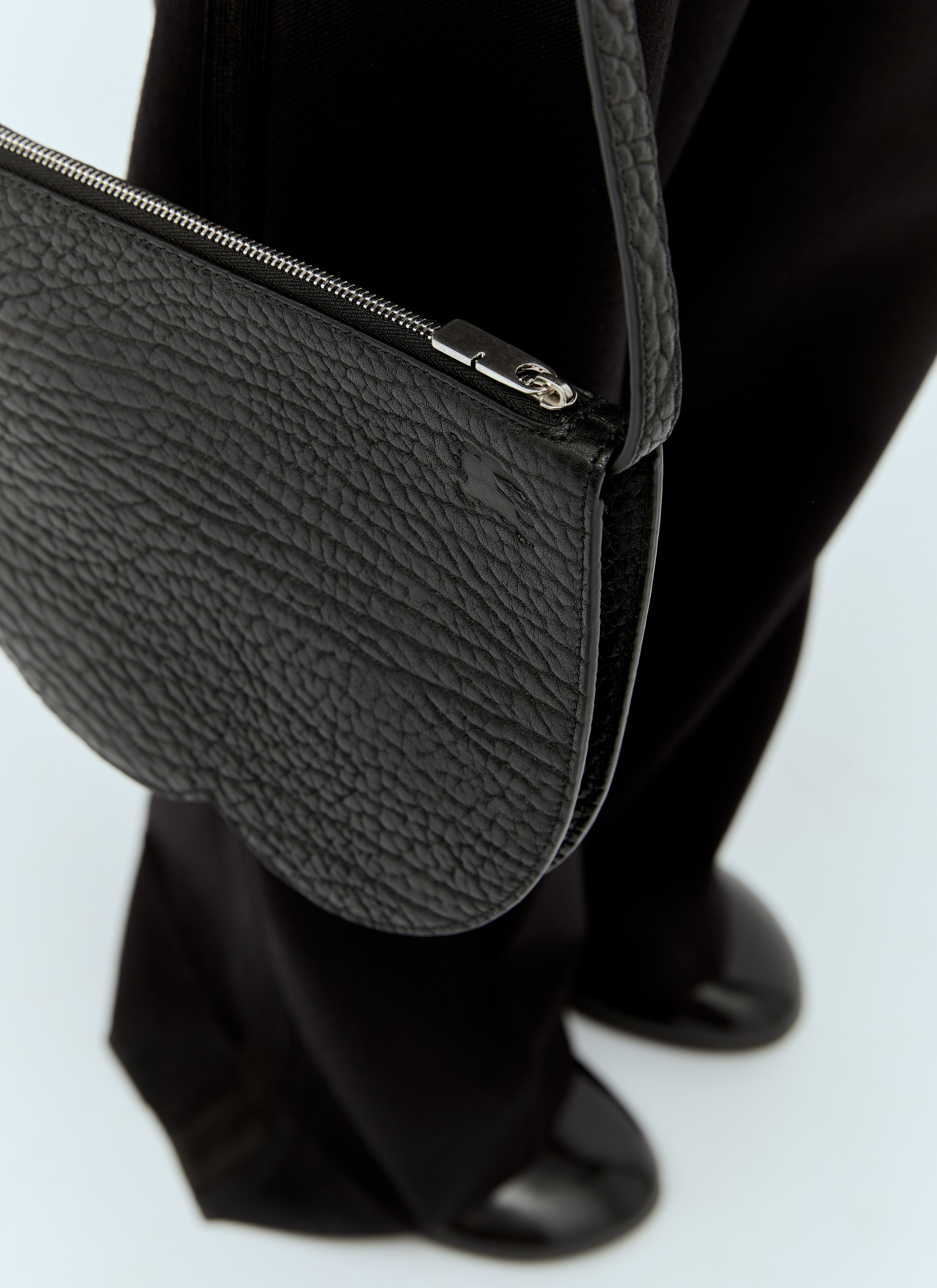 Burberry Chess Pouch Shoulder Bag ladies leather black purse handbag