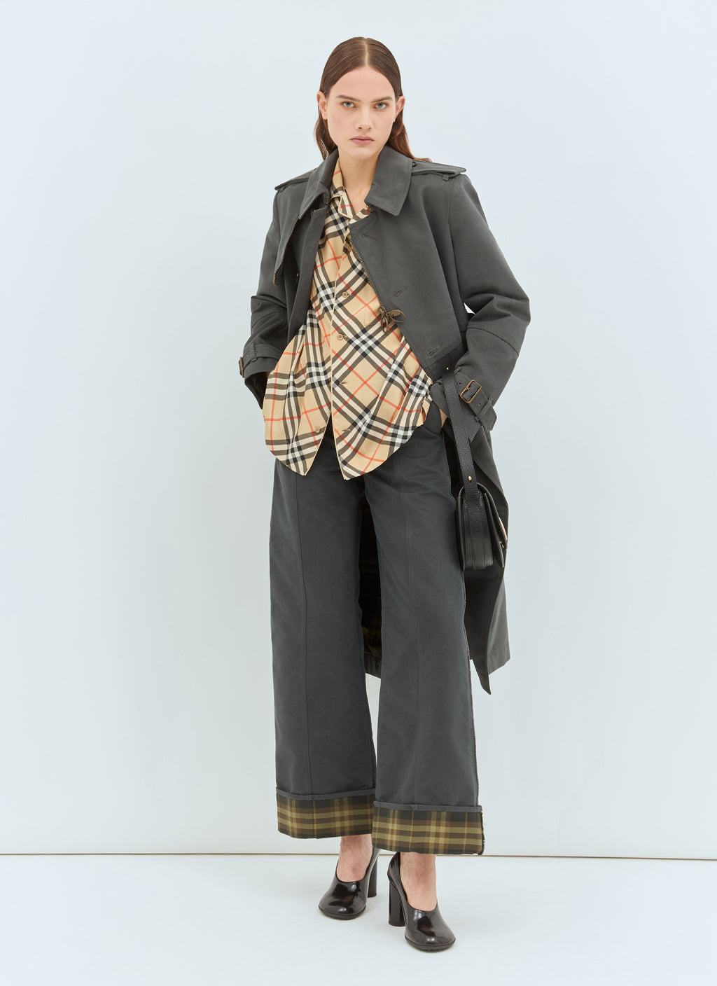 Burberry ladies Check Silk Pyjama Shirt top plaid