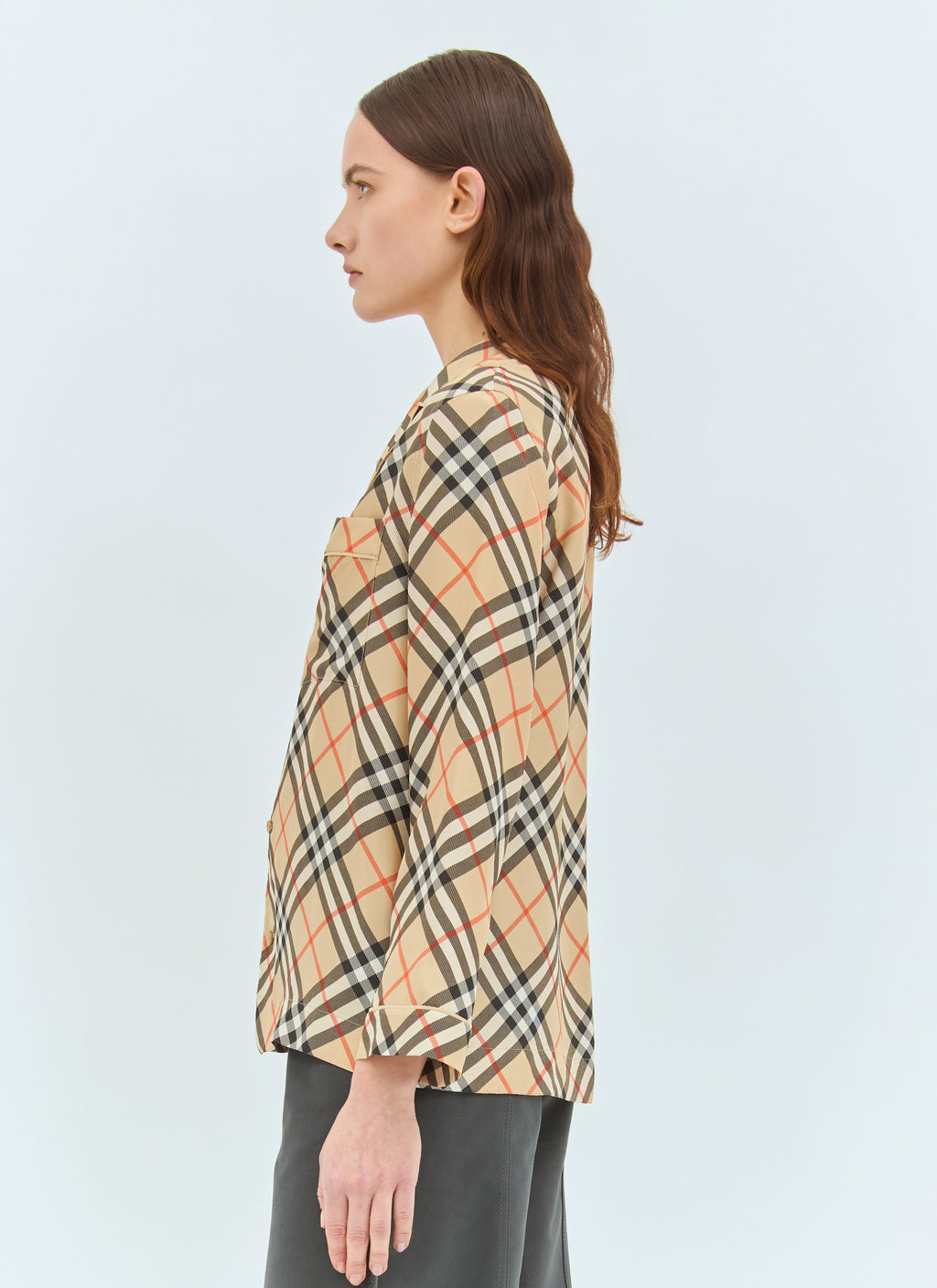 Burberry ladies Check Silk Pyjama Shirt top plaid