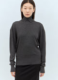 Burberry Ladies Wool High Neck Sweater with collar dark gray