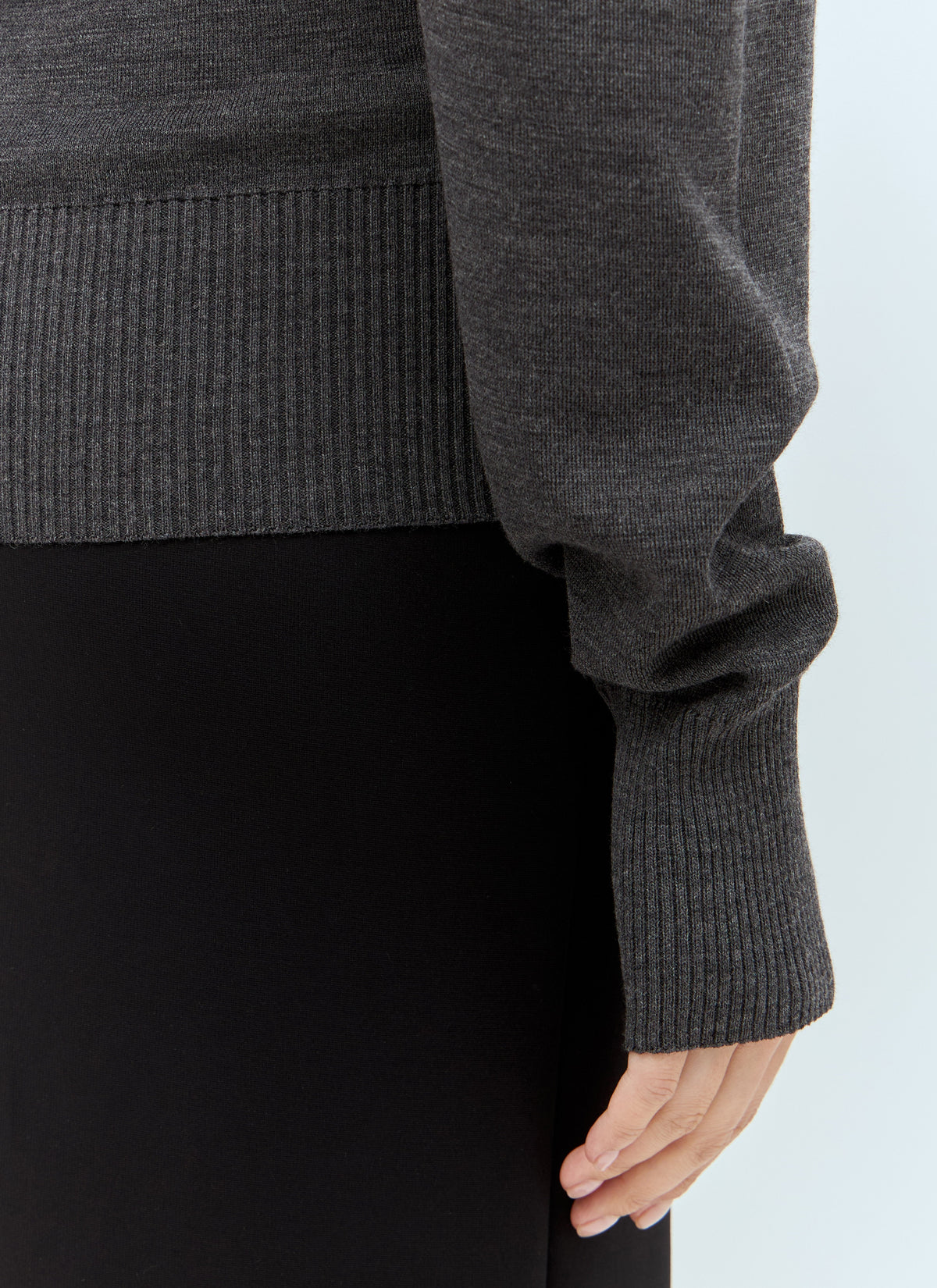 Burberry Ladies Wool High Neck Sweater with collar dark gray