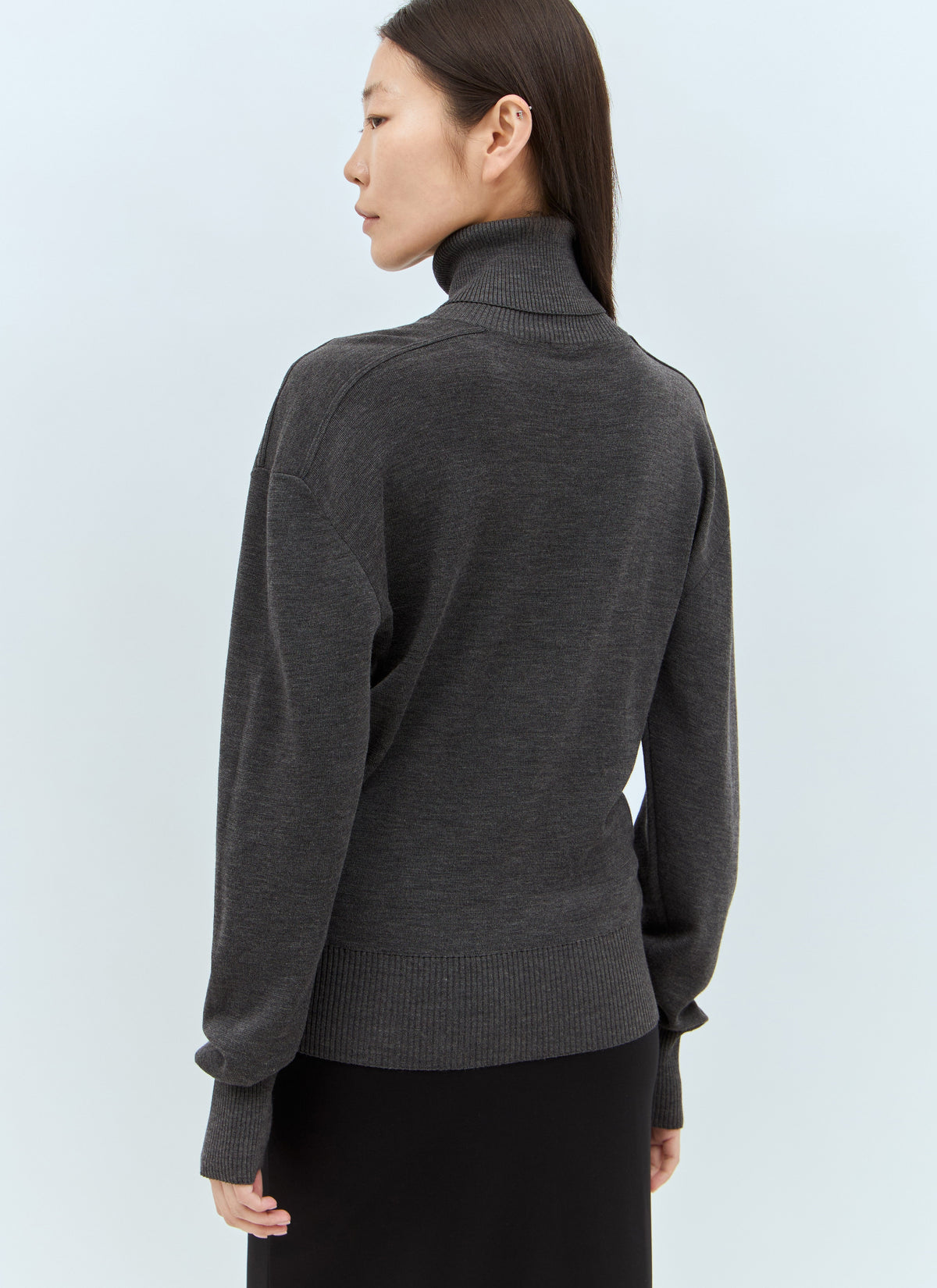 Burberry Ladies Wool High Neck Sweater with collar dark gray