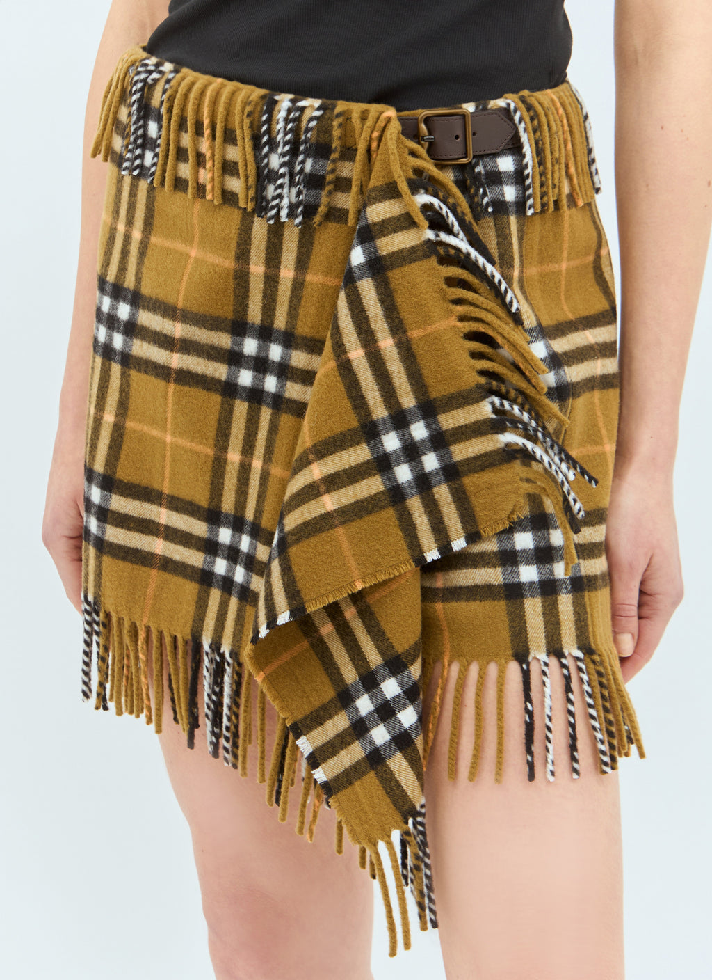 Burberry ladies Check Wool And Cashmere Scarf Skirt