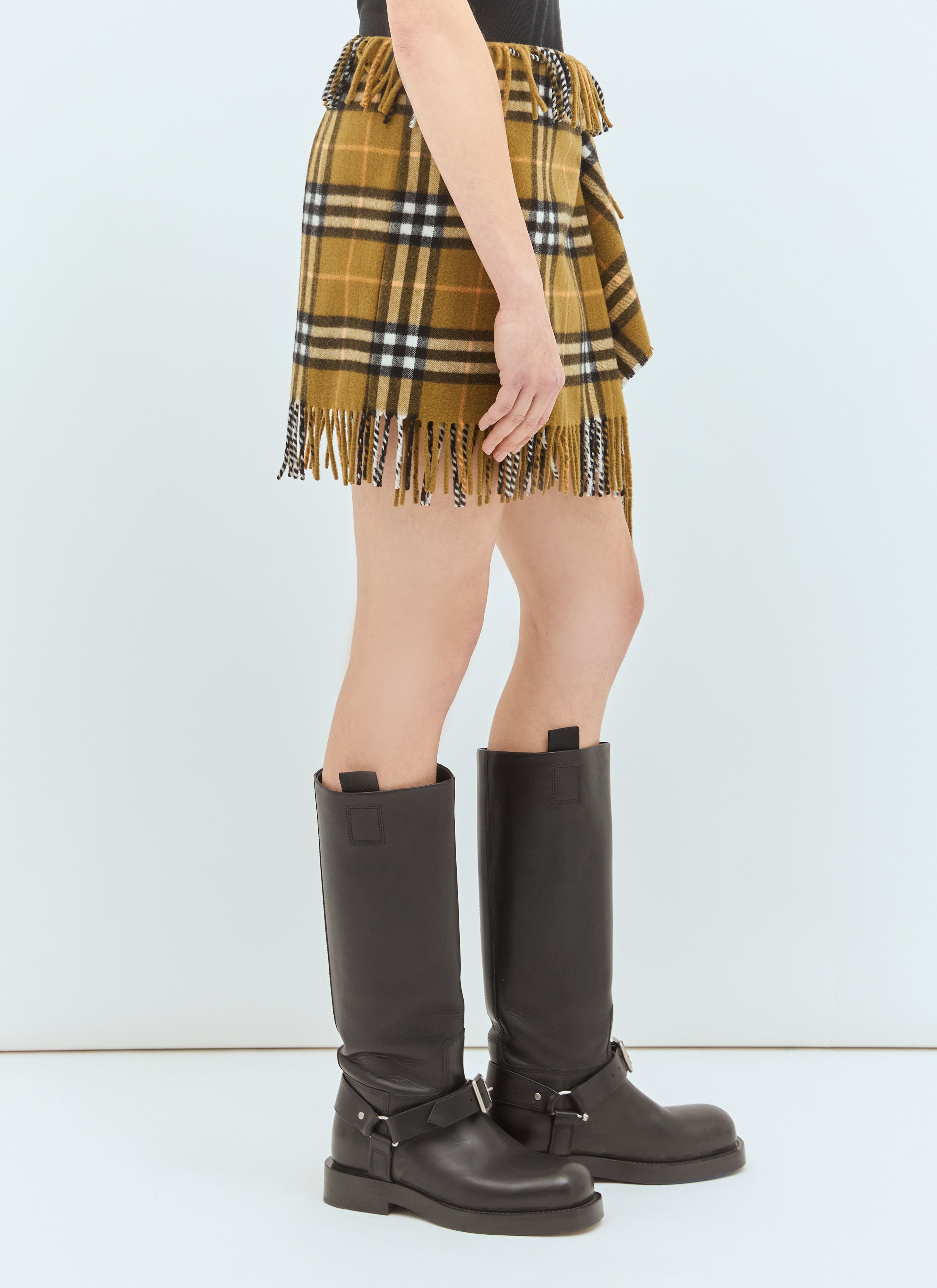 Burberry ladies Check Wool And Cashmere Scarf Skirt