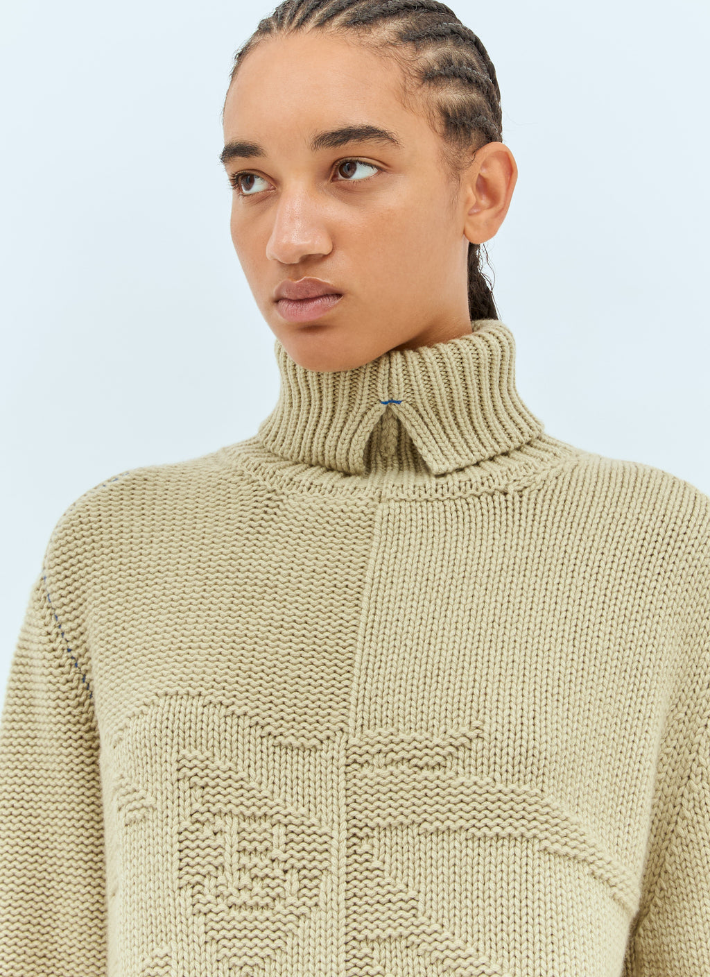 Burberry ladies Cashmere Sweater tan pullover turtleneck top logo