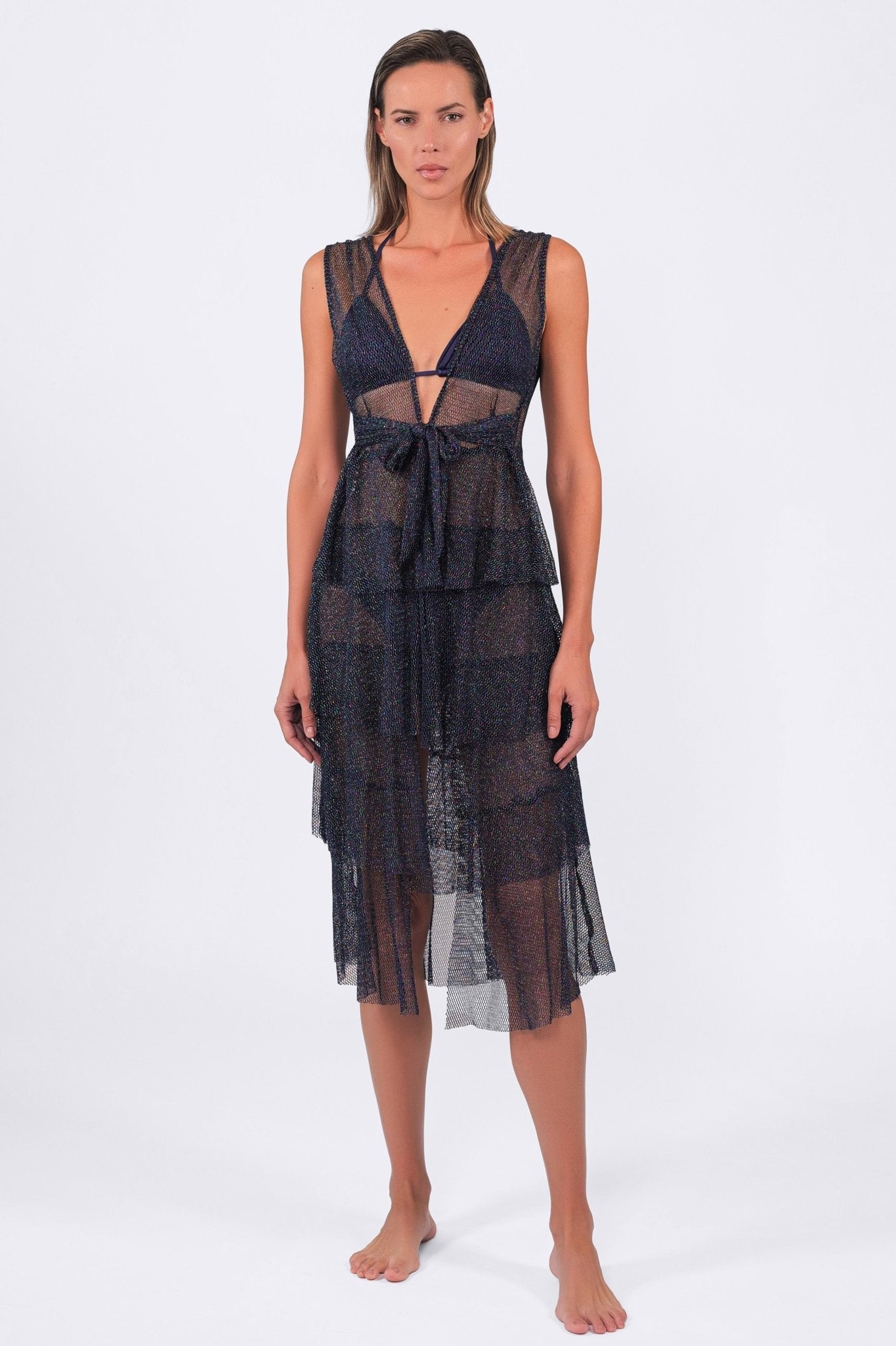 Buzios Shimmer Dress Swimsuit Coverup Beige or Blue