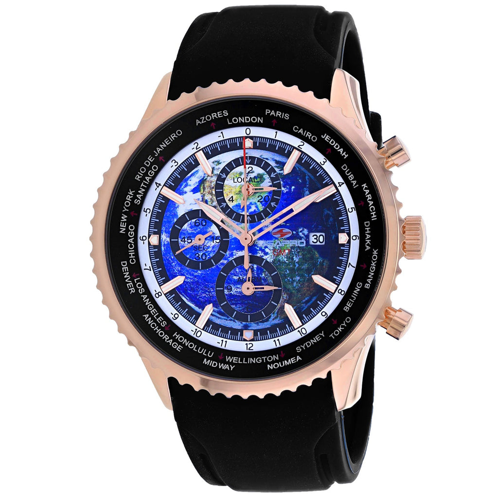 Seapro Men's Meridian World Timer GMT black cobalt watch water resistant