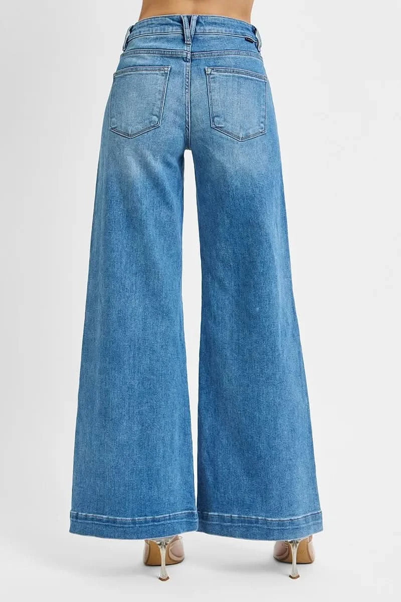 RISEN Mid Rise Wide Leg Jeans With Patch Pockets avail. in Plus Size