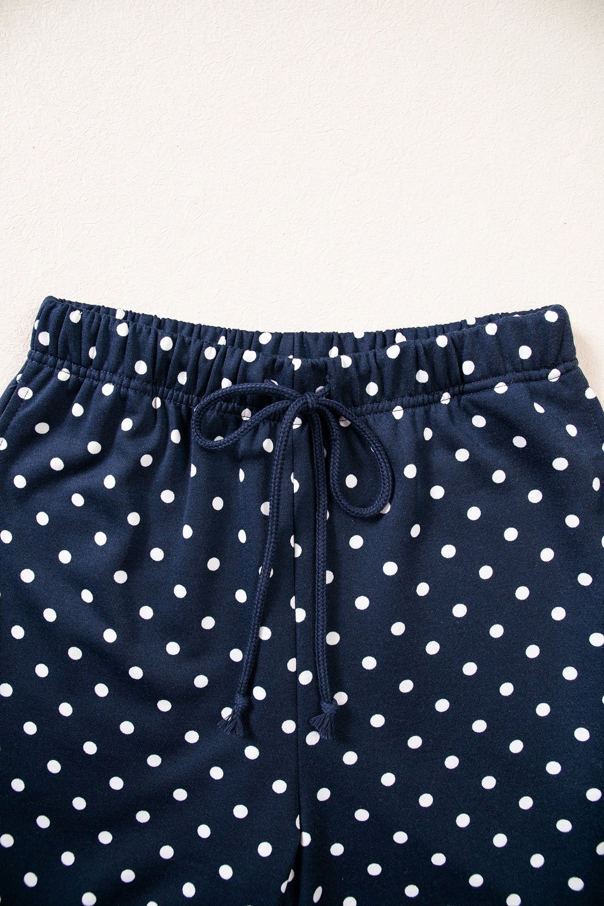 Jane Polka Dot Drawstring Wide Leg Long Sleeve Top Pant Set Outfit