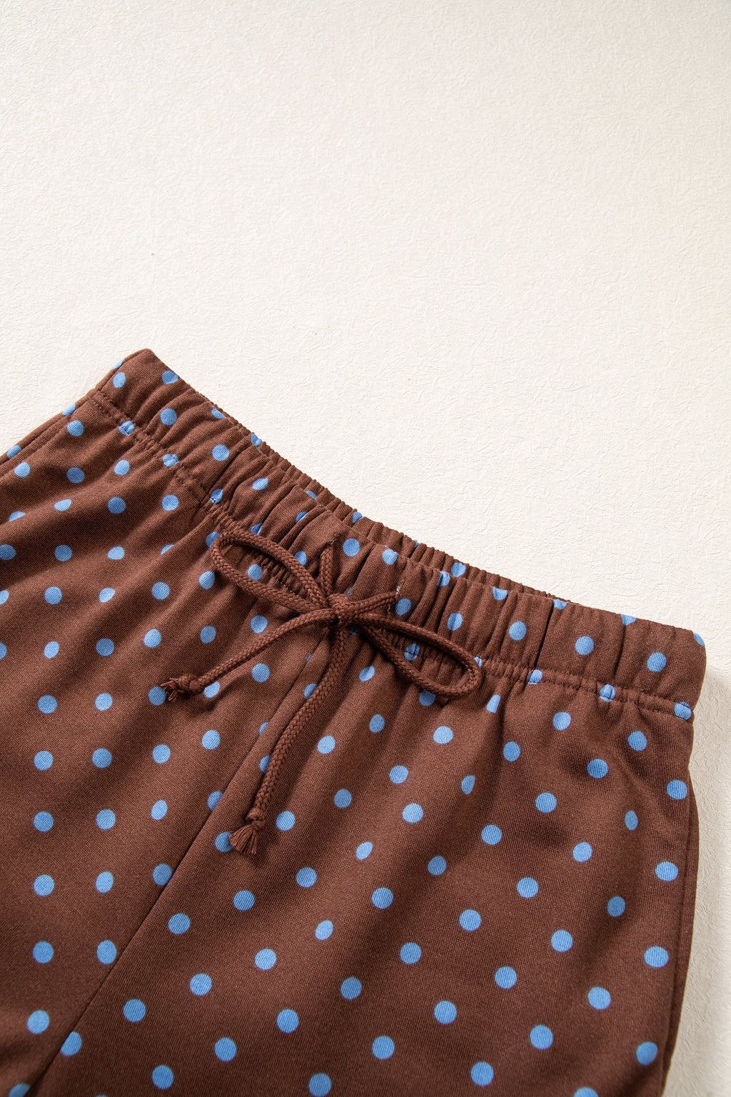 Jane Polka Dot Drawstring Wide Leg Long Sleeve Top Pant Set Outfit