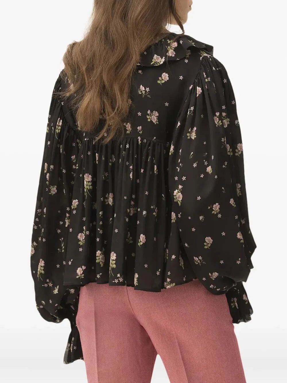 Chloé ladies Blouse top Silk ruffled collar shirt Italy dressy black