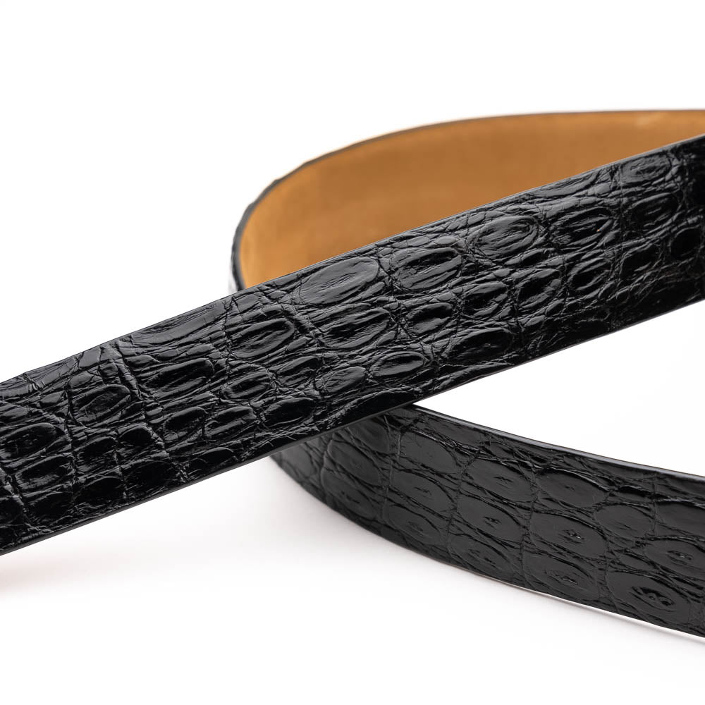 Massimo Belt Black genuine Caiman skin men's Milano