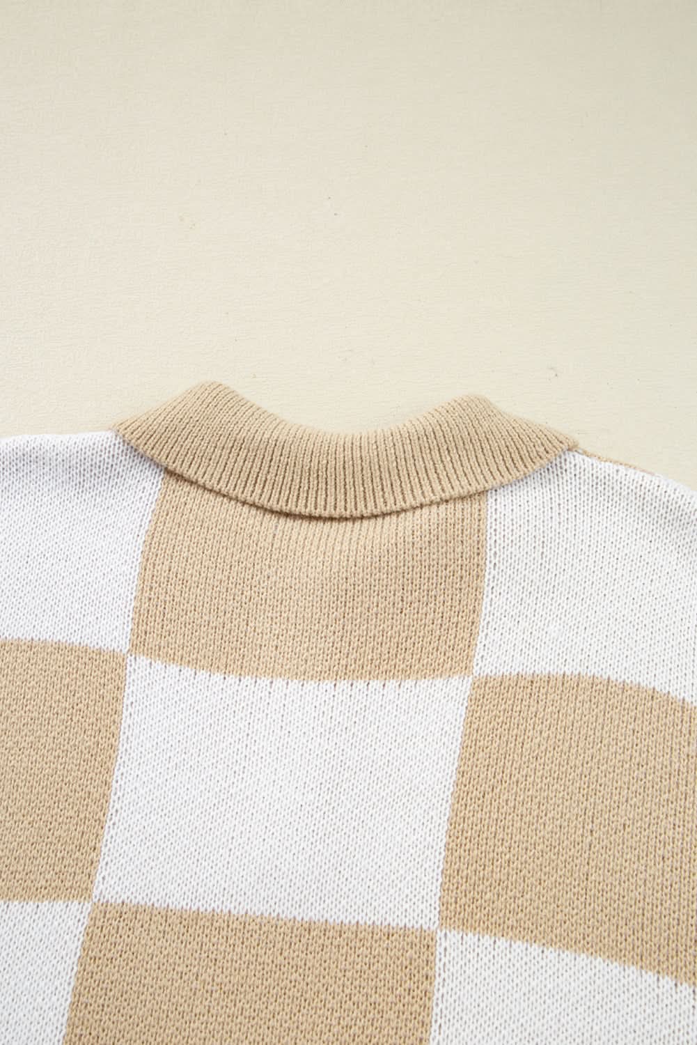 Grapefruit Orange Checkered V Neck Collared Sweater Tennessee Vol  Green Tan