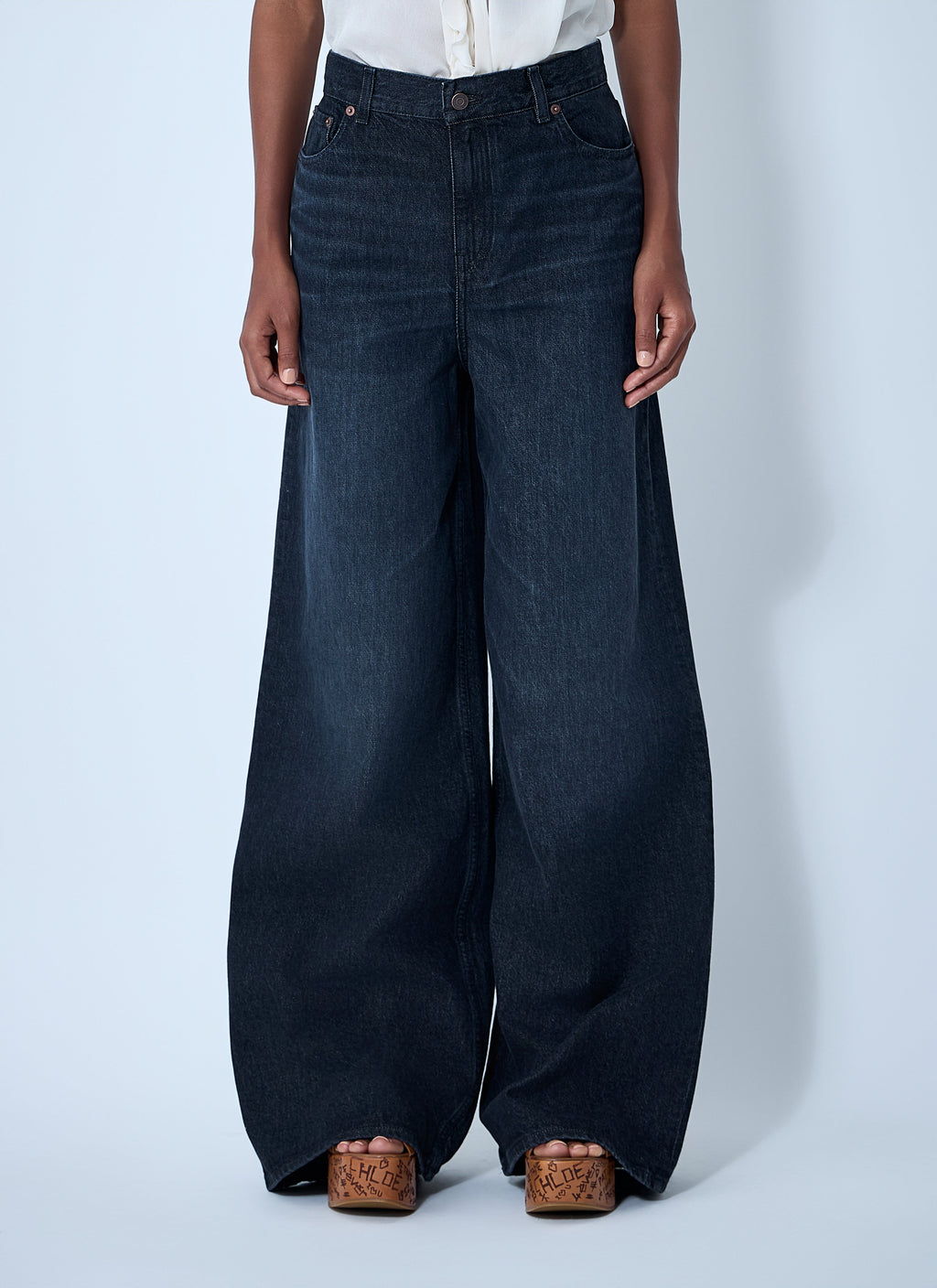 Chloé ladies Five-Pocket Blue Jeans denim barrel flare