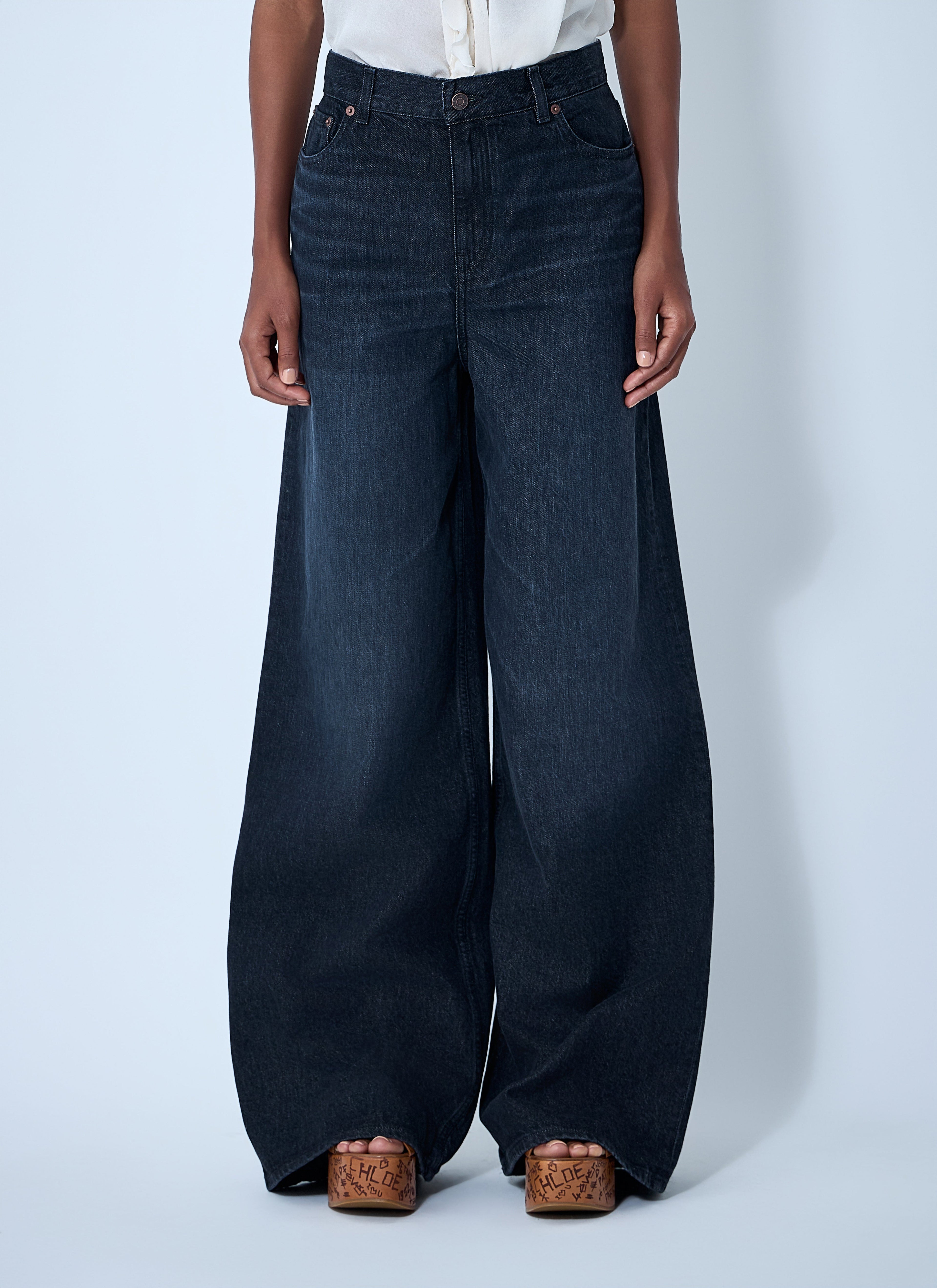 Chloé ladies Five-Pocket Blue Jeans denim barrel flare