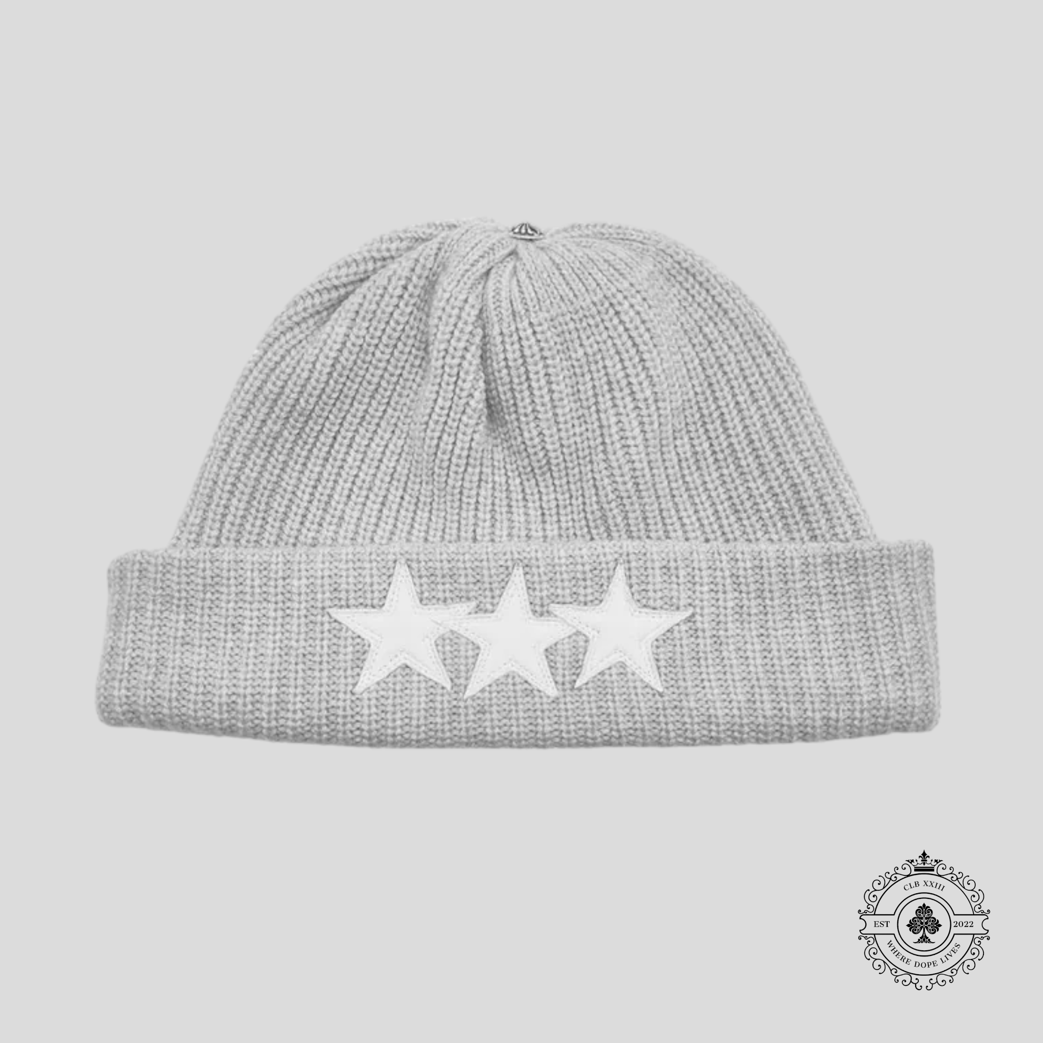 Chrome Hearts Cashmere Star Patch Beanie in Grey skull cap unisex