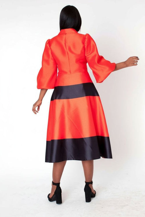Colorblock Bow Detail Midi Dress