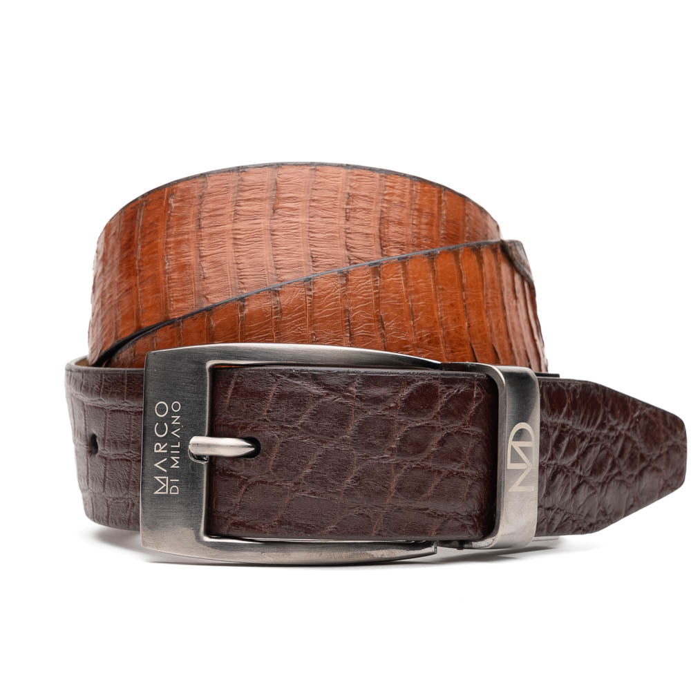 Moncalieri Belt Brown/Cognac men's Alligator and Cobra skin