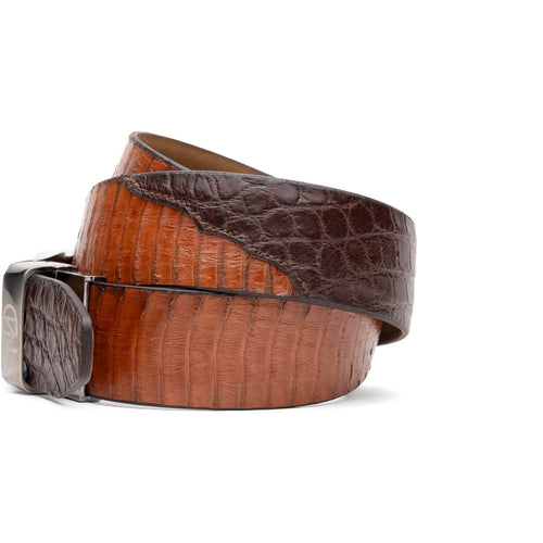 Moncalieri Belt Brown/Cognac men's Alligator and Cobra skin