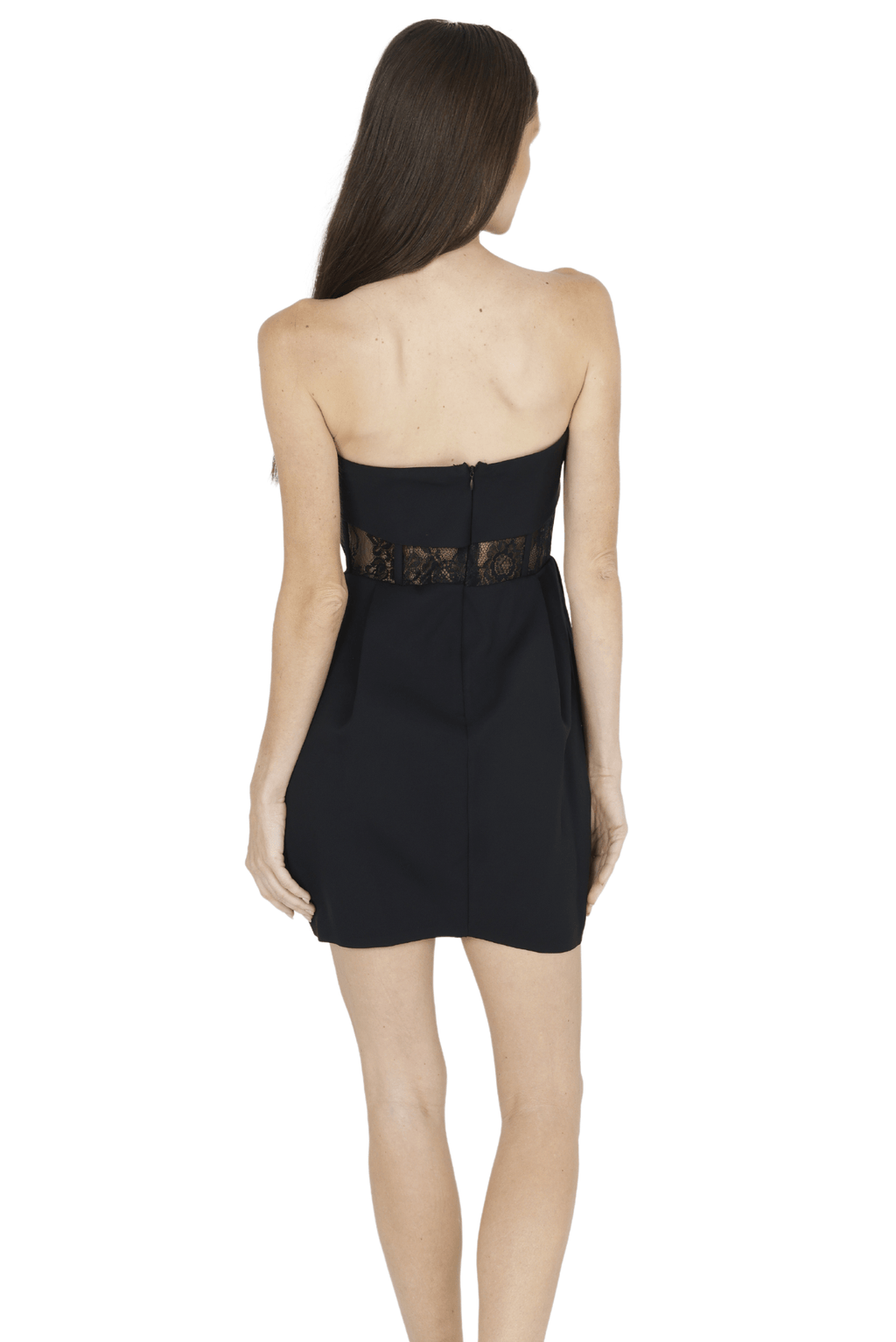 Daisy Strapless Lace Corset Dress (Black) semi-sheer ladies mini cocktail Akalia boning Large